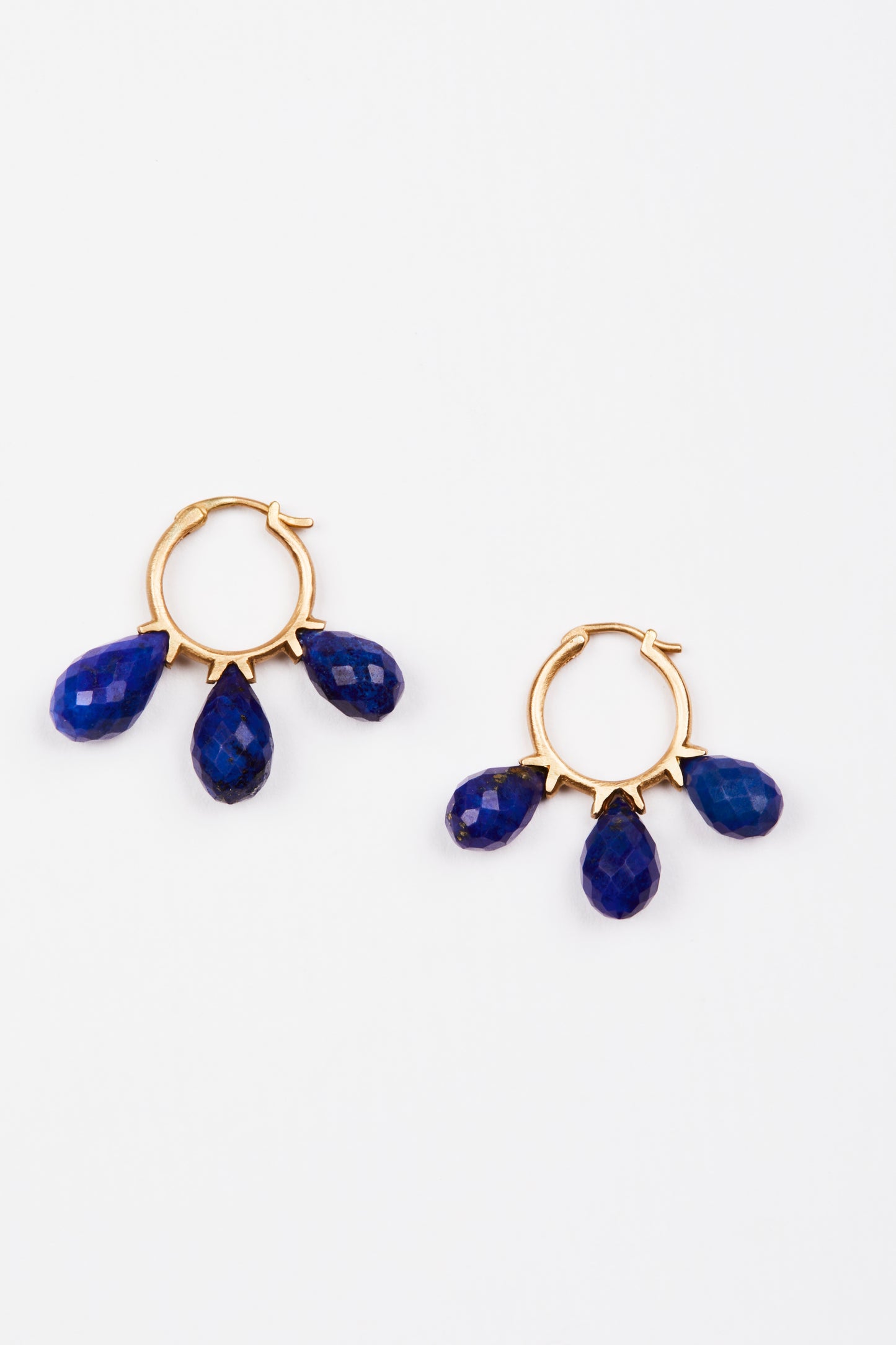 Lapis Briolette Hoops