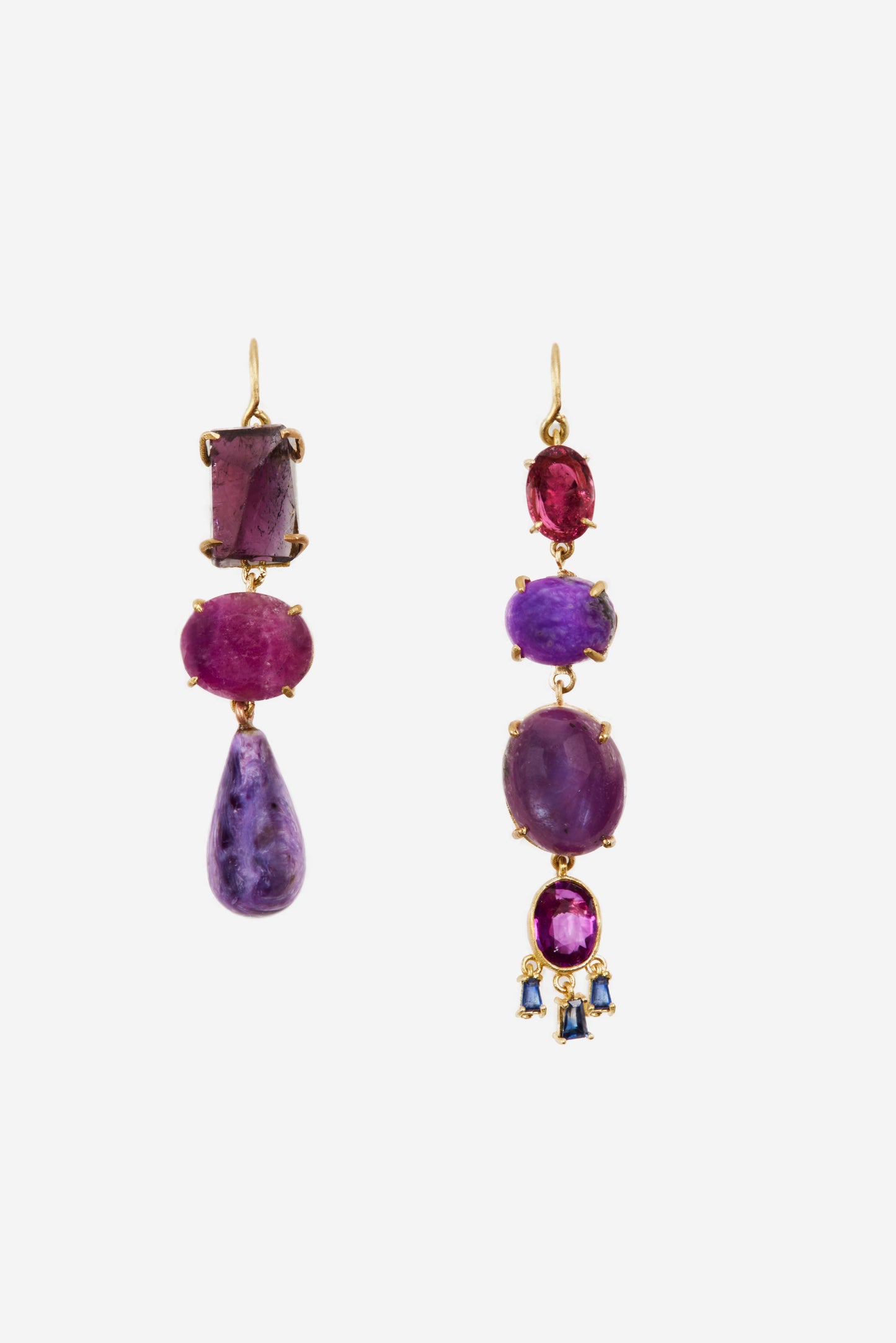 Mismatch Multi Gem Purple Earrings