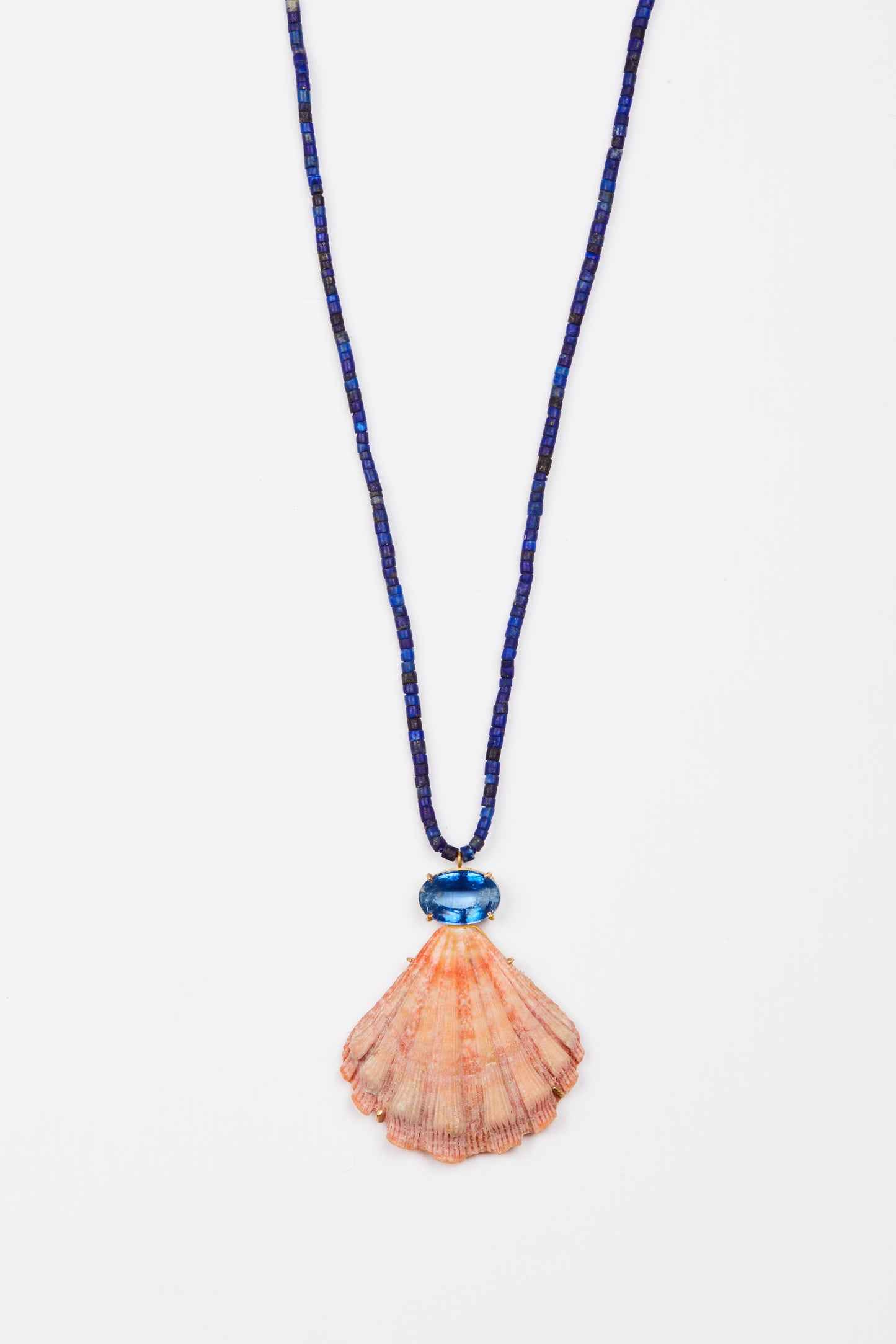 Lapis Beads with Orange Shell and Kyanite