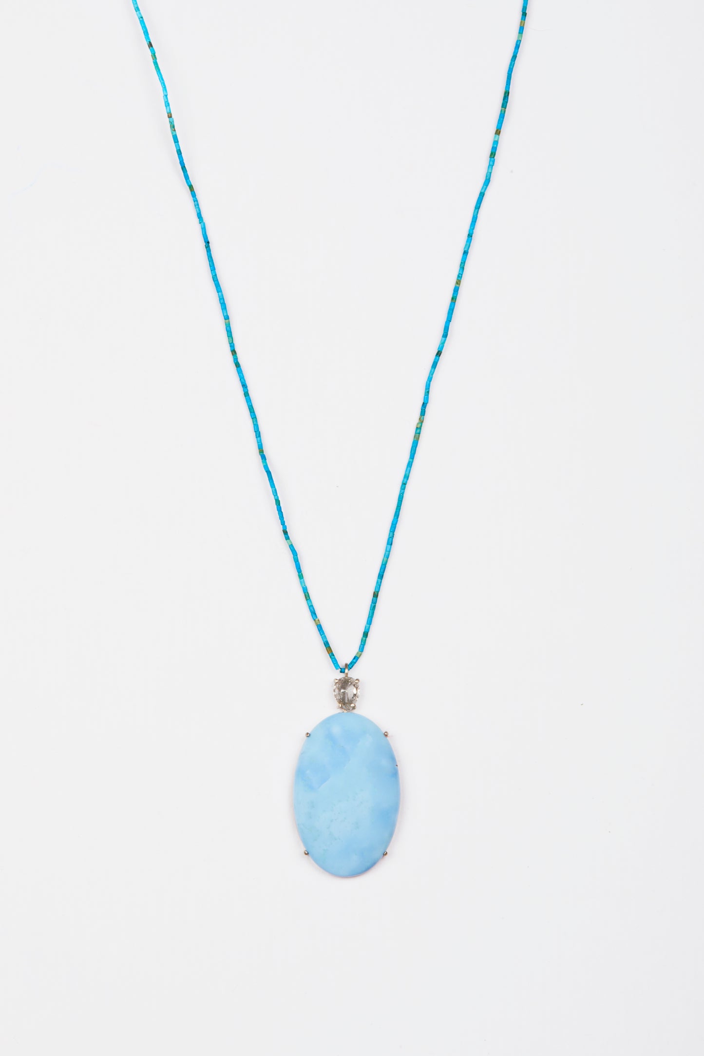 Lavender Turquoise with Rose Cut Diamond on Tiny Turquoise Beads