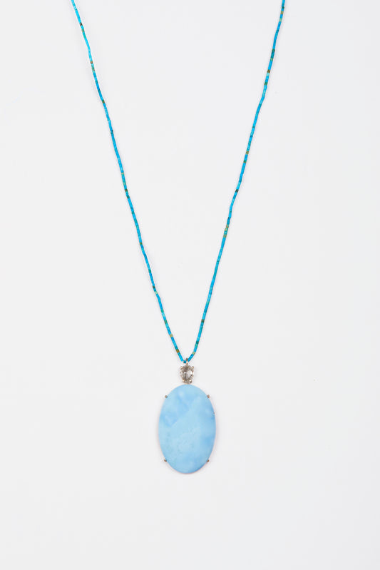 Lavender Turquoise with Rose Cut Diamond on Tiny Turquoise Beads