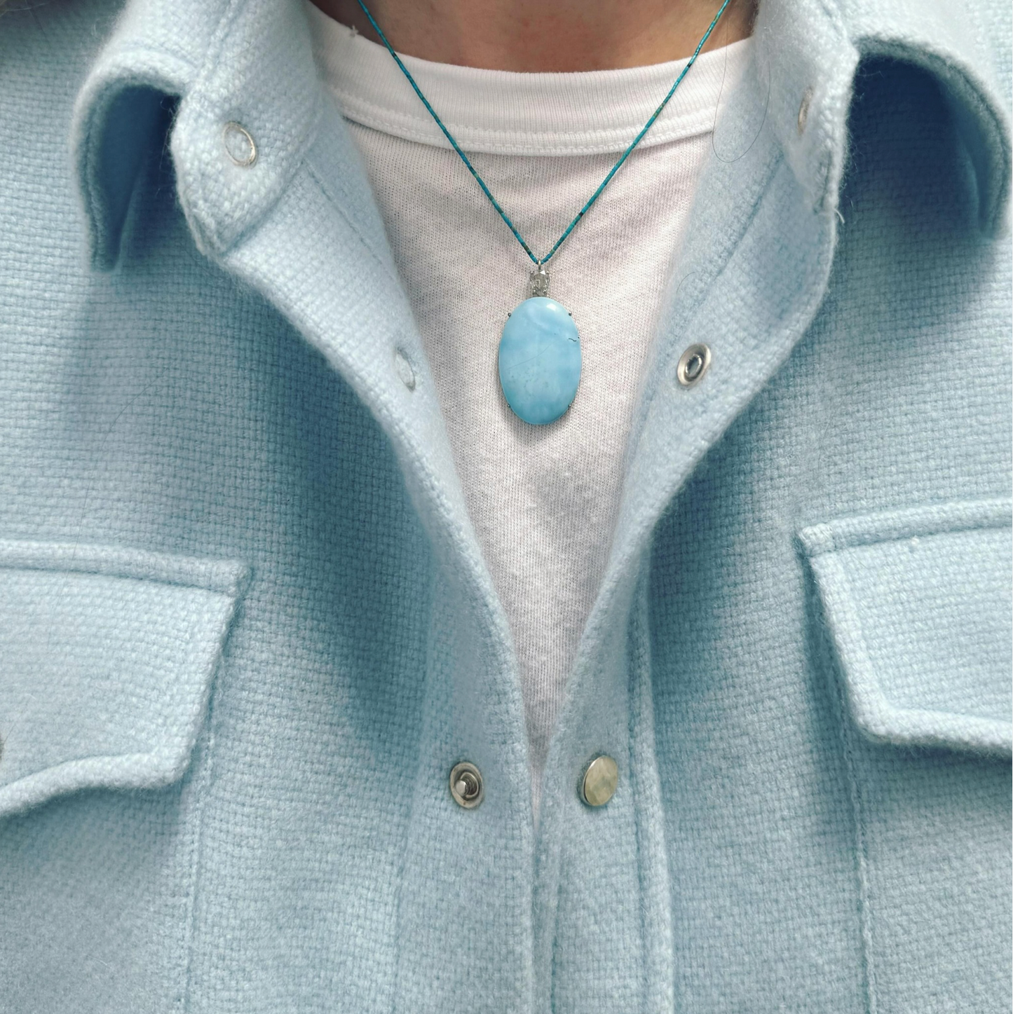Lavender Turquoise with Rose Cut Diamond on Tiny Turquoise Beads