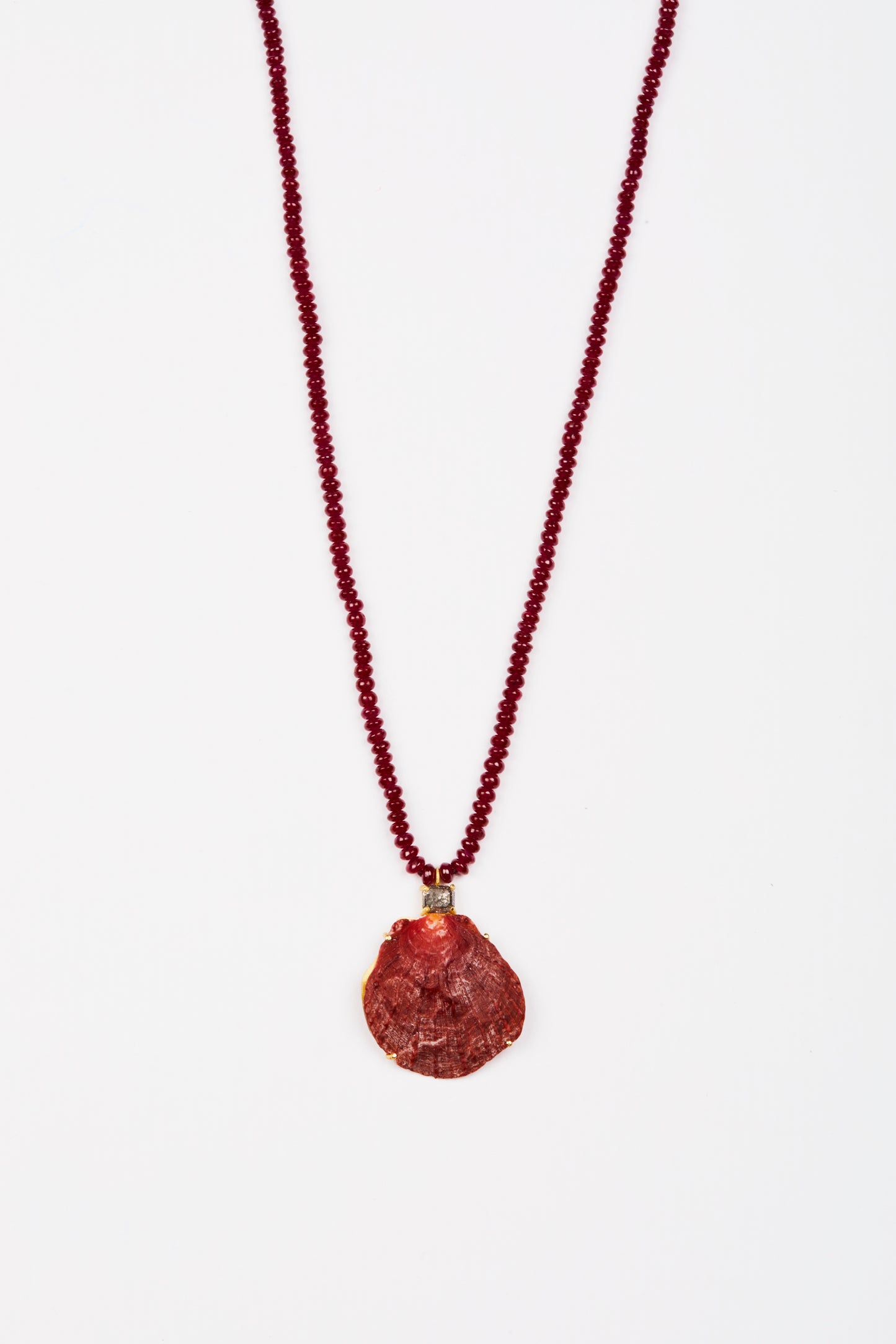 Ruby Beads with Diamond and Red Shell
