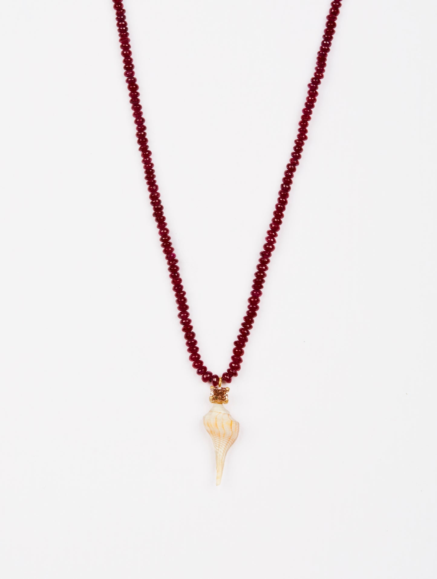Ruby Beads with Diamond and Shell