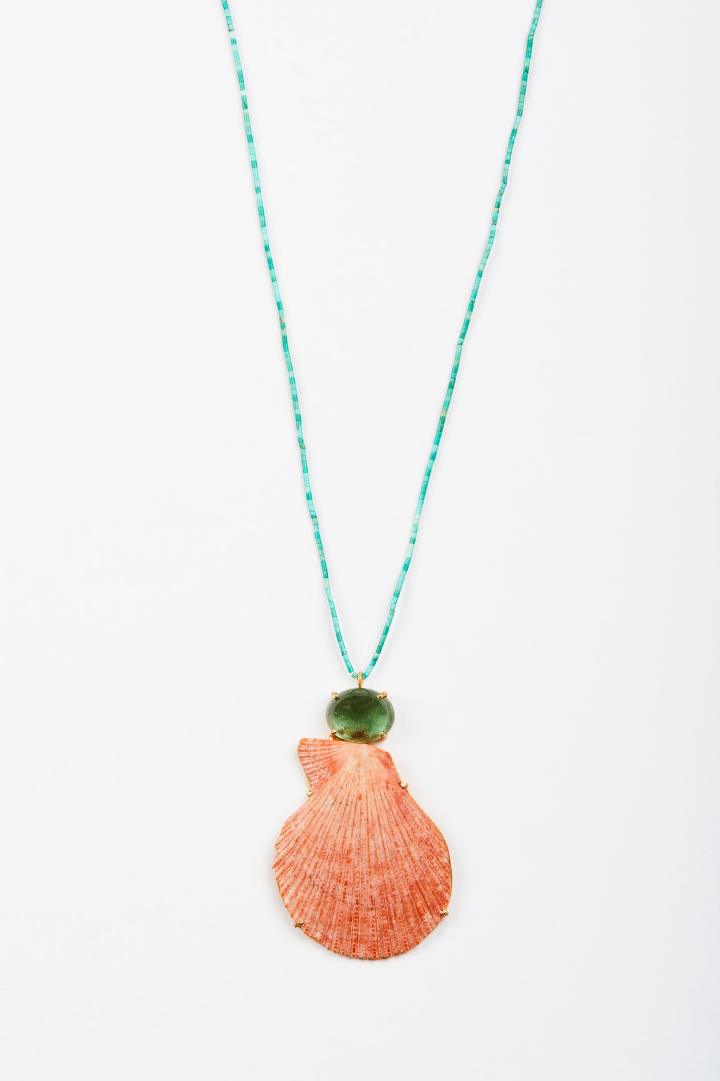 Turquoise Beads with Green Tourmaline and Shell