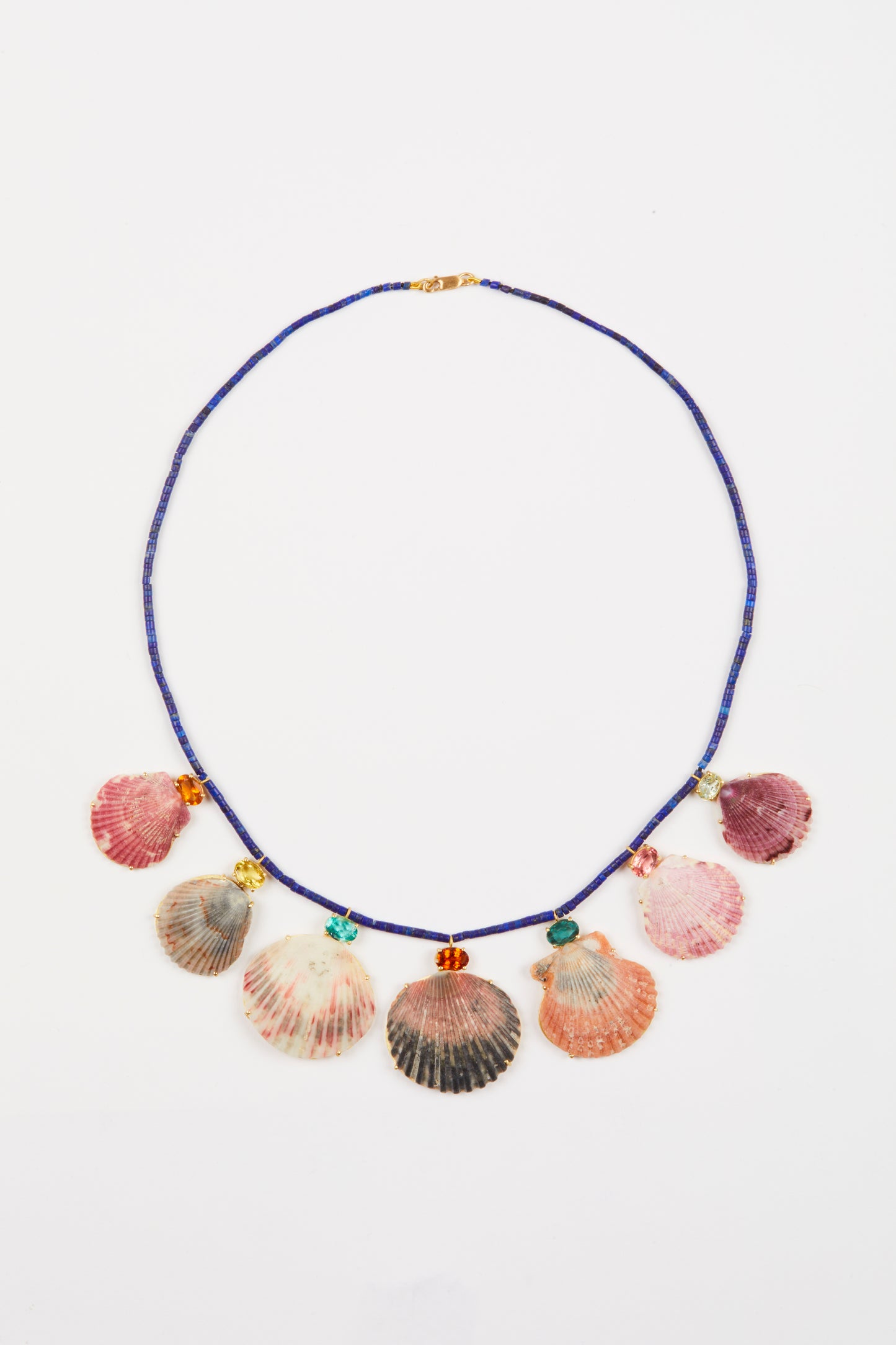 Lapis Beads with Shells and Gems