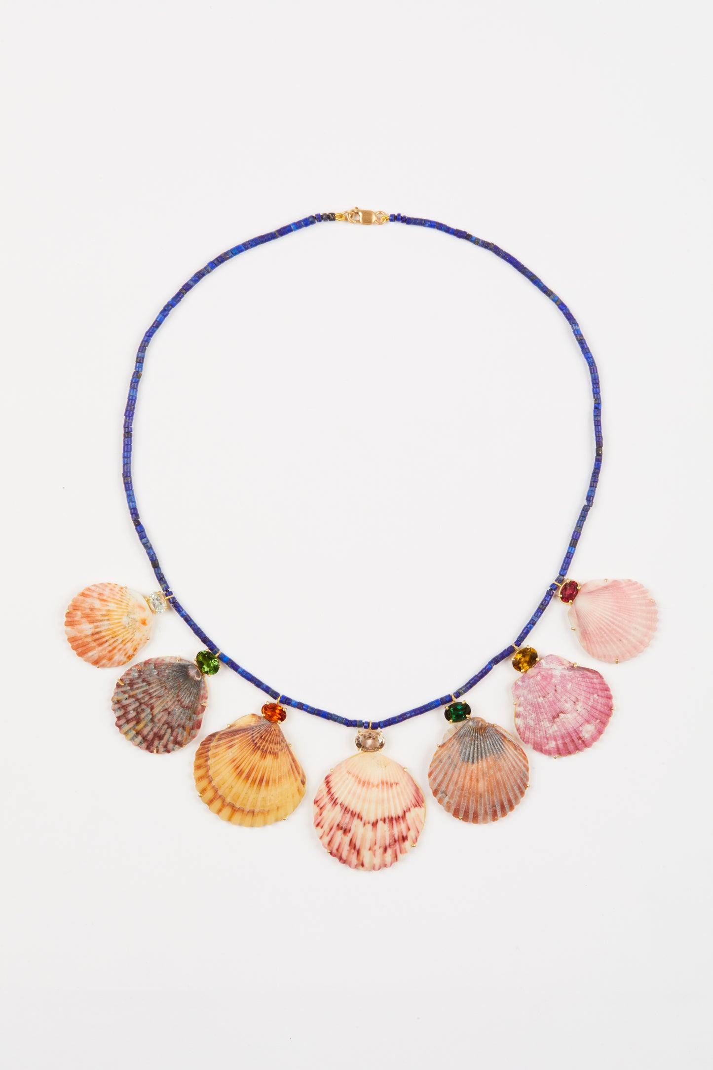 Lapis Beads with Shells and Gems