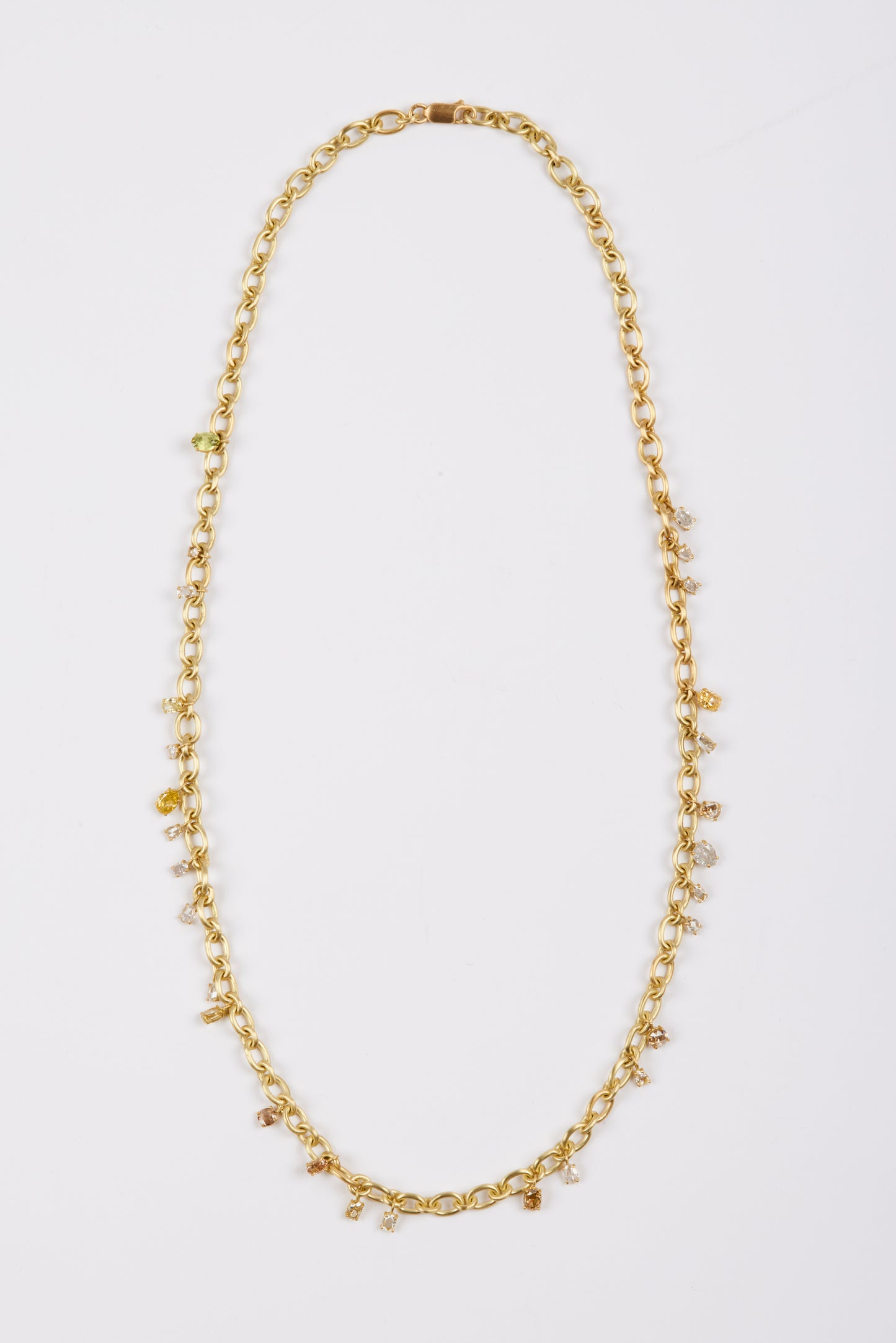 Gold Link and Diamond Fringe Necklace