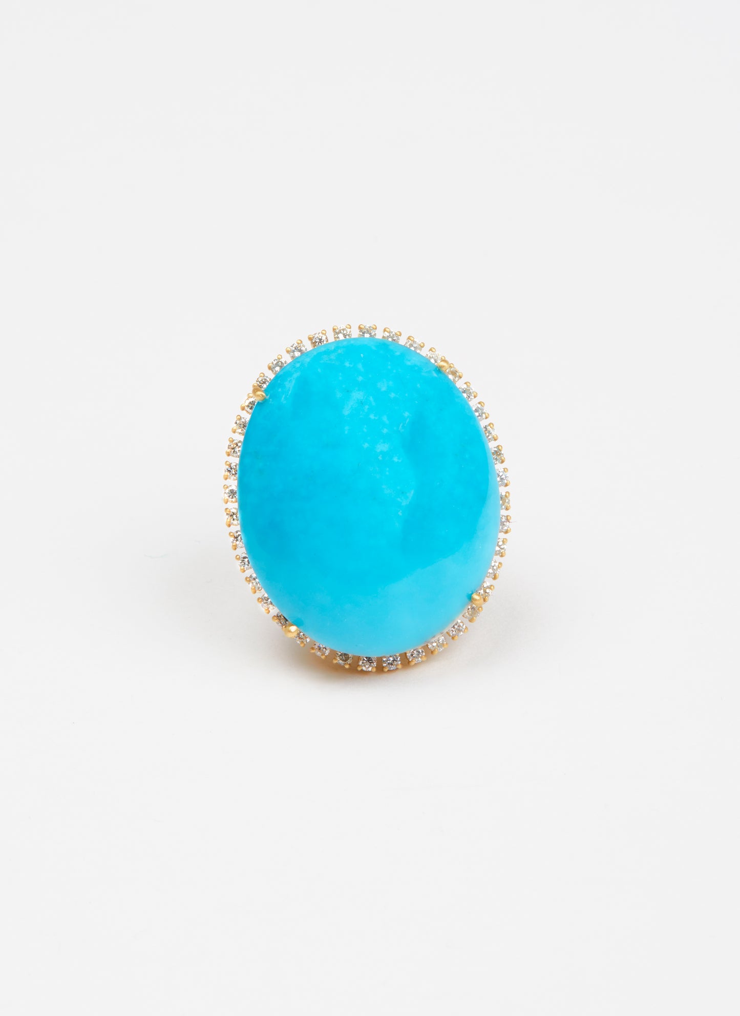 Persian Turquoise Ring with Diamond Surround