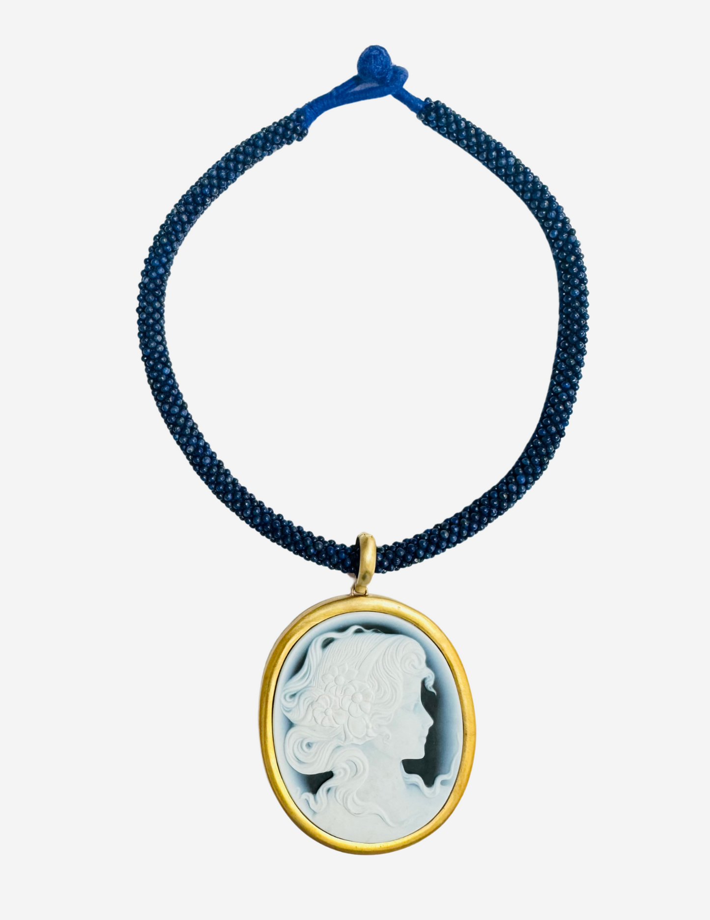 Rare vintage cameo on Lapis Choker