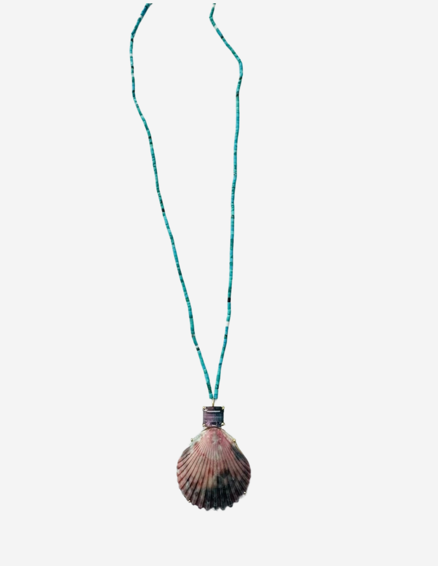 Tiny Turquoise Beads with Bi Color Tourmaline and Shell