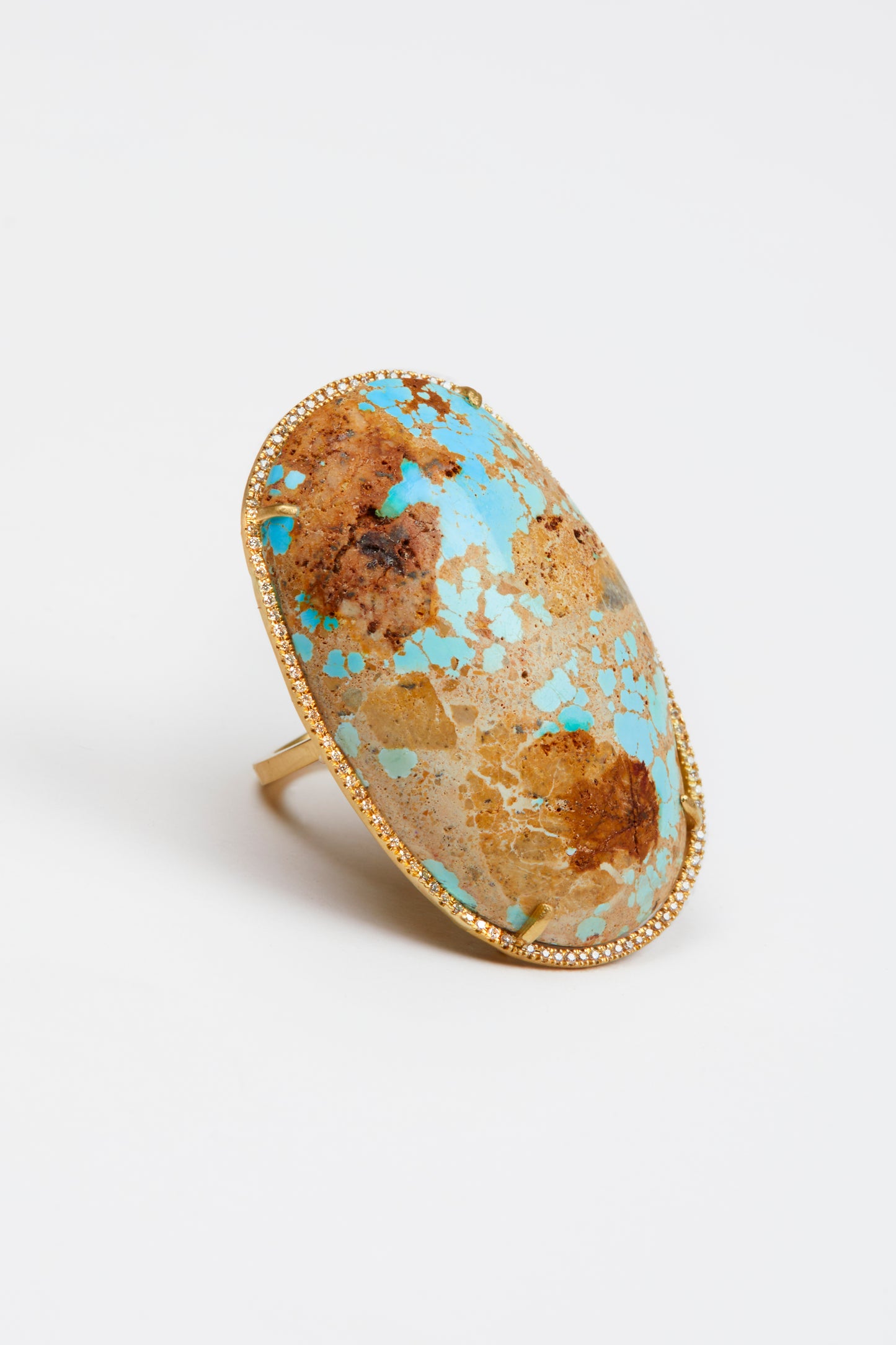 Large Turquoise Ring with Diamonds