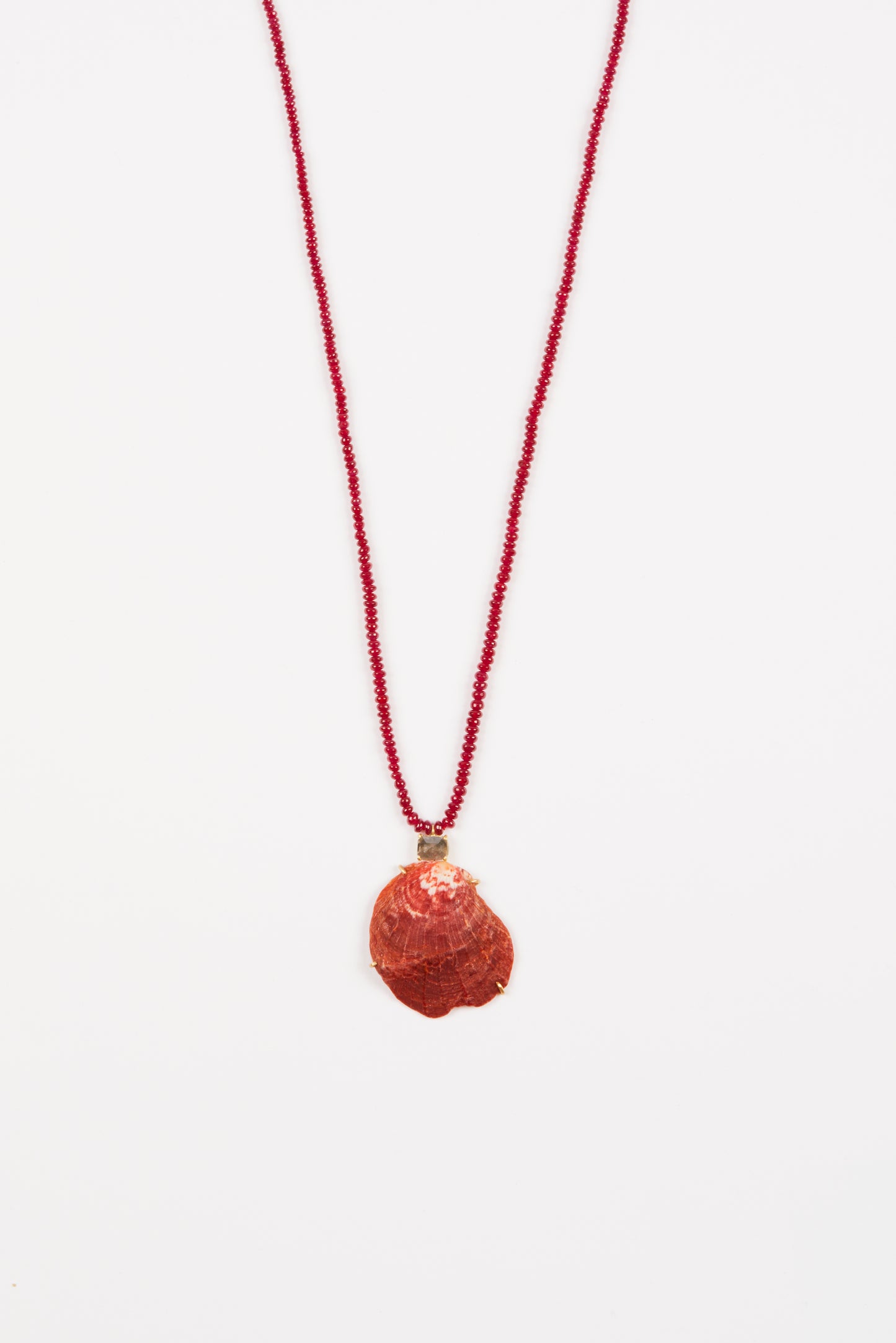 Ruby Beads with Diamond and Red Shell