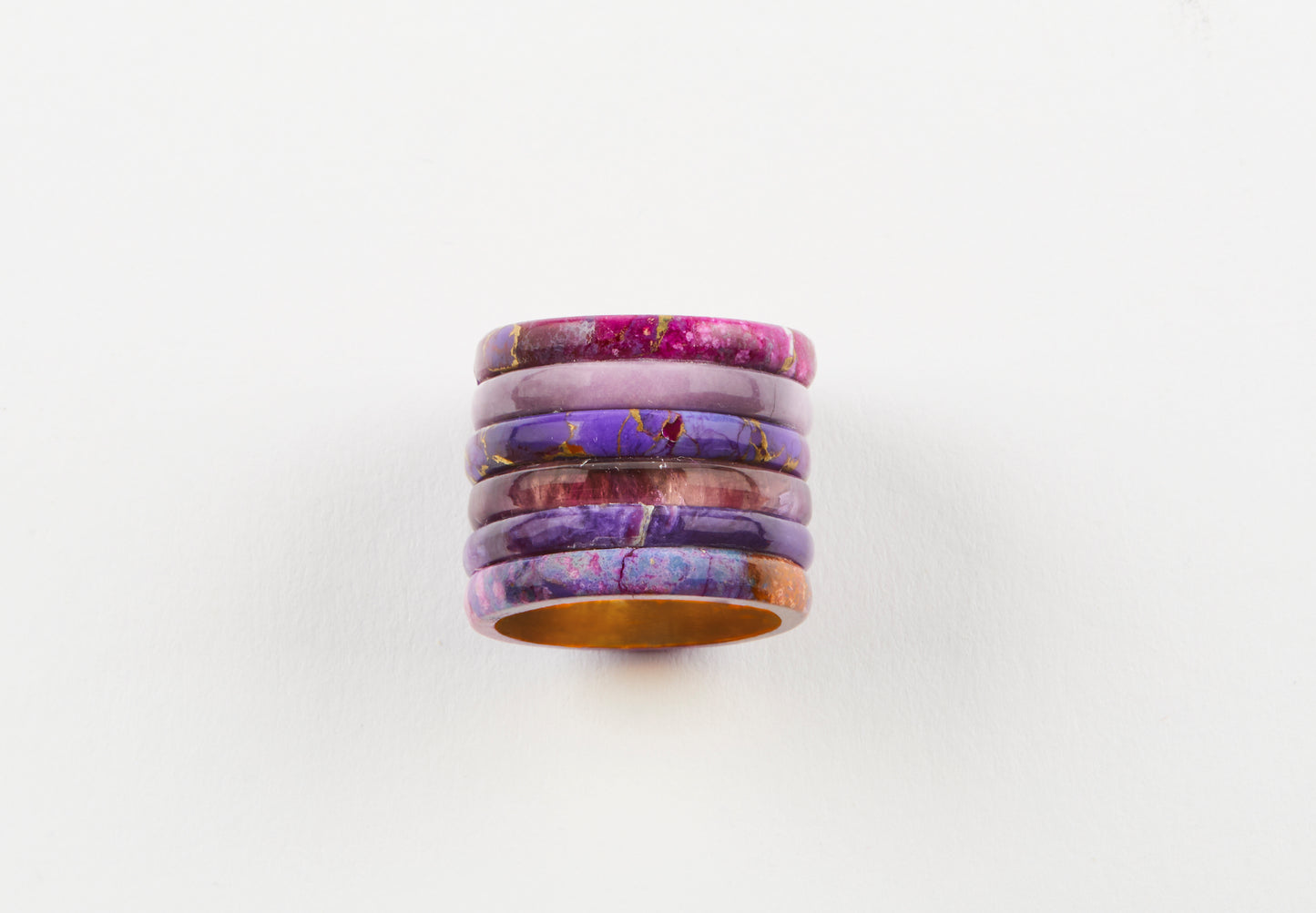 Multi Purple Gemstone Ring with Gold Inner Liner