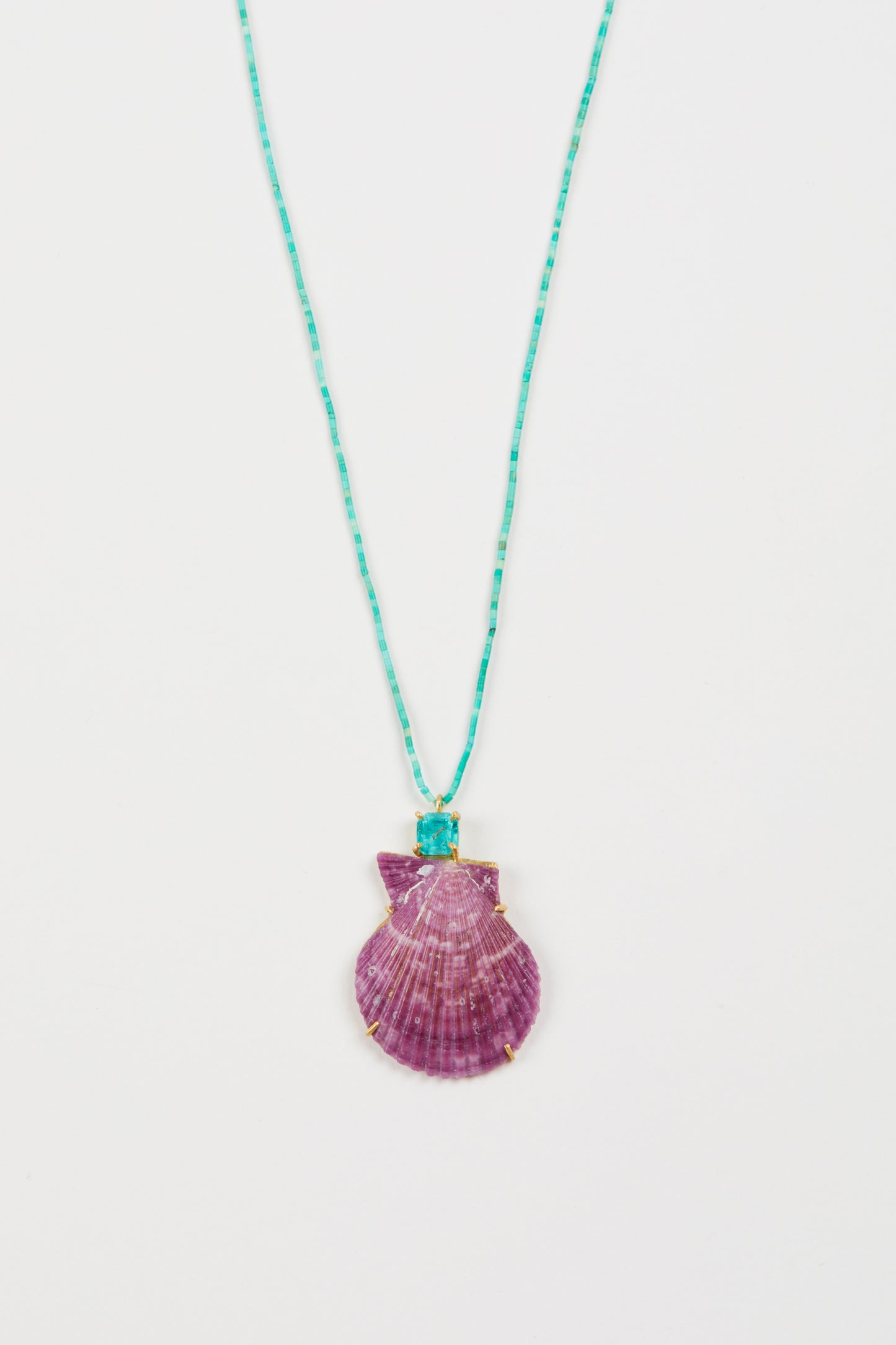 Tiny Turquoise Beads with Apatite and Purple Shell