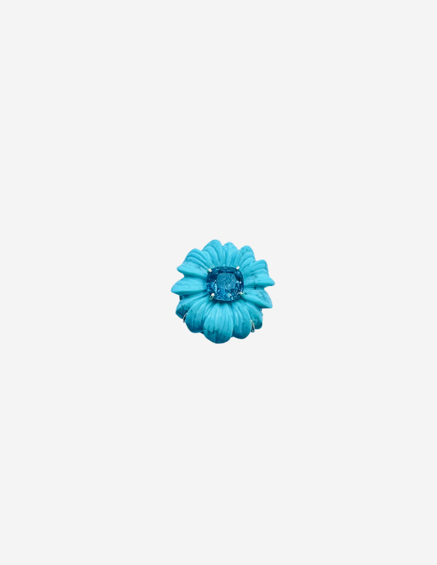 Flower Turquoise Carving with Blue Tourmaline