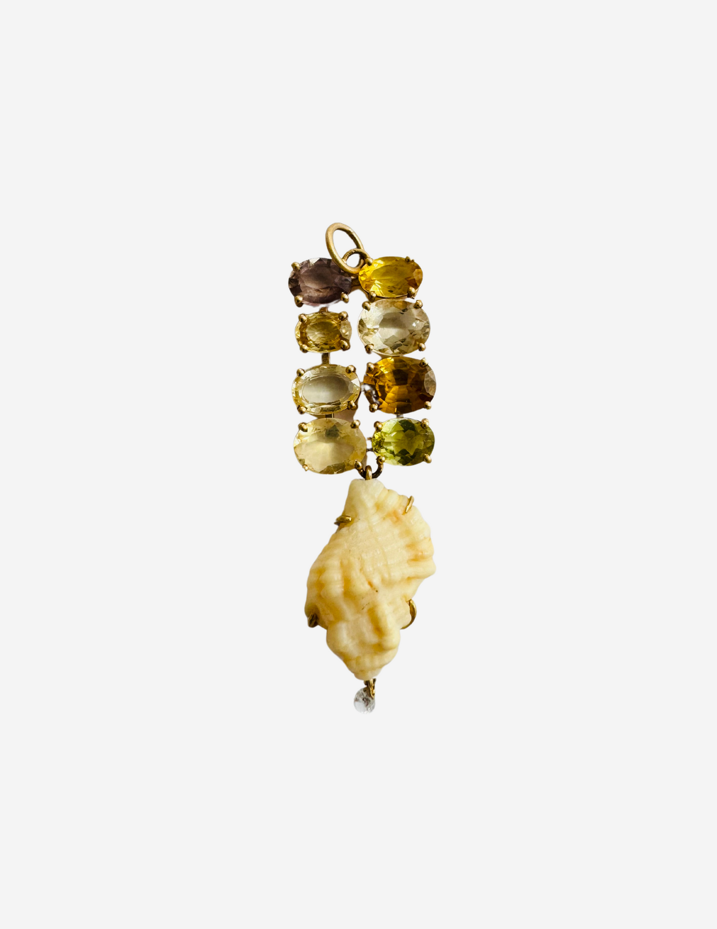 Beryl, Sapphire, Shell and Diamond Briolette Pendant