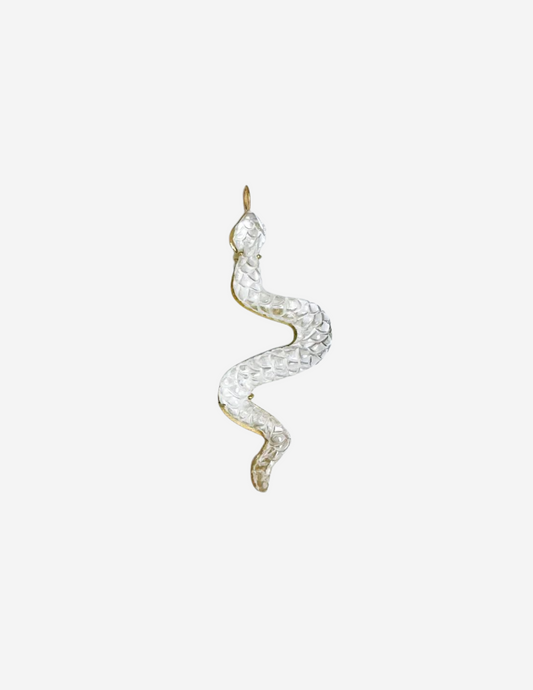 Quartz Snake Carving Pendant with Diamond Eyes