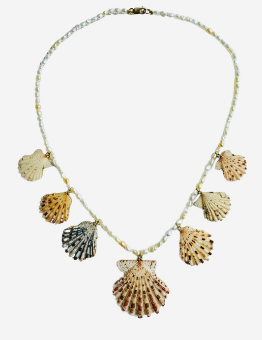 Tahitian Keshi Pearls with Diamonds and Shells