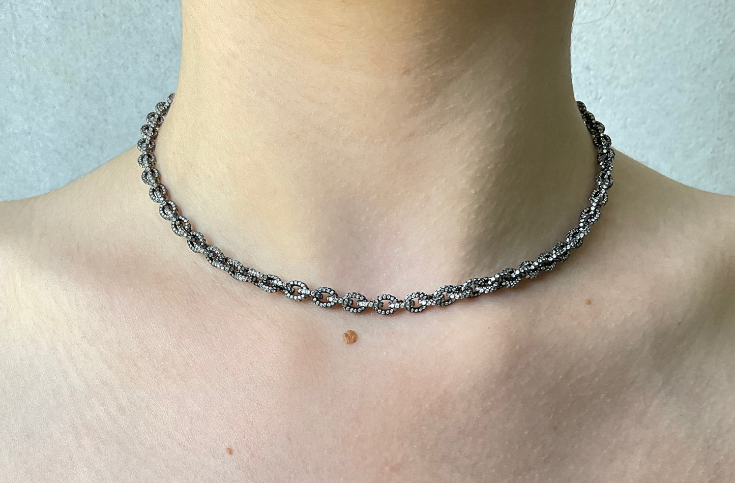 Black Rhodium and Diamond Link Chain