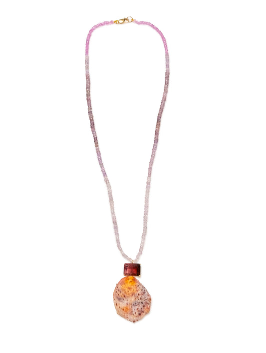 Sapphire Beads with Bi Color Tourmaline and Shells