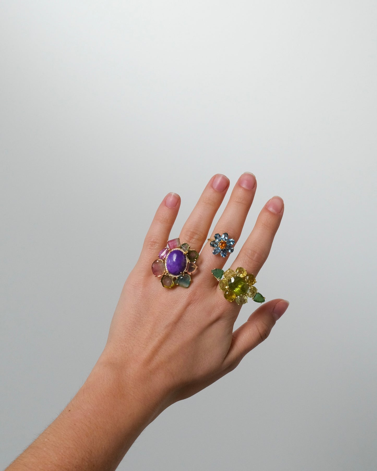 Sujilite Ring with Diamonds and Bi Color Tourmaline
