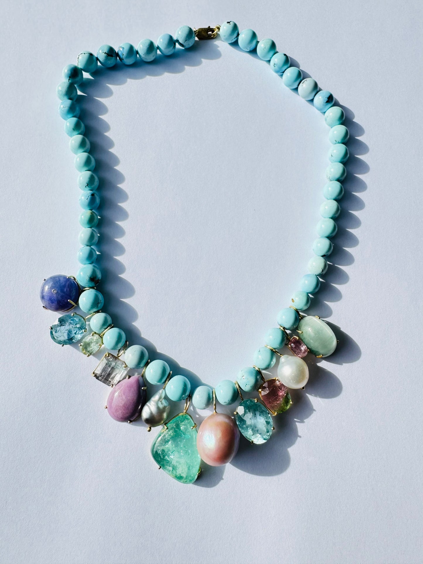 Golden Hills Turquoise Beads with Multi Gems and Pearls