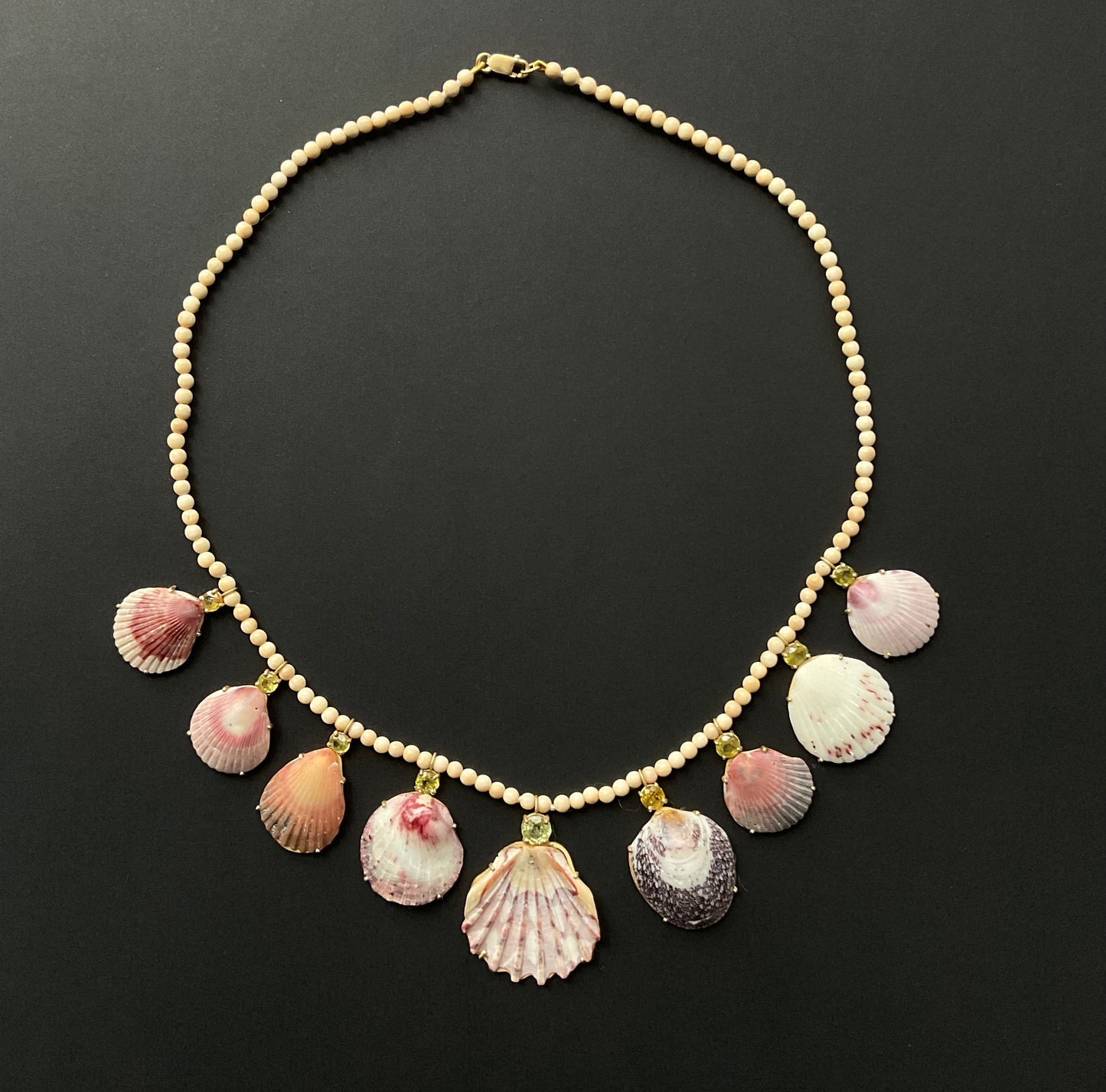 Wooly Mammoth Beads with Sphene and Shells