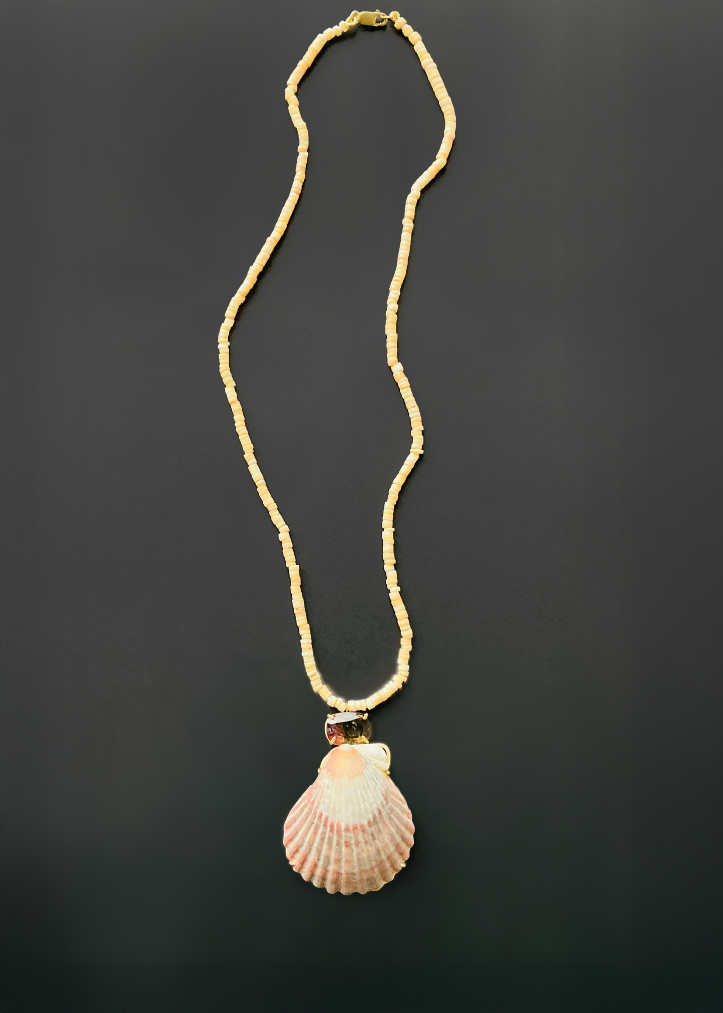 Shell Beads with Bi Color Tourmaline and Shell