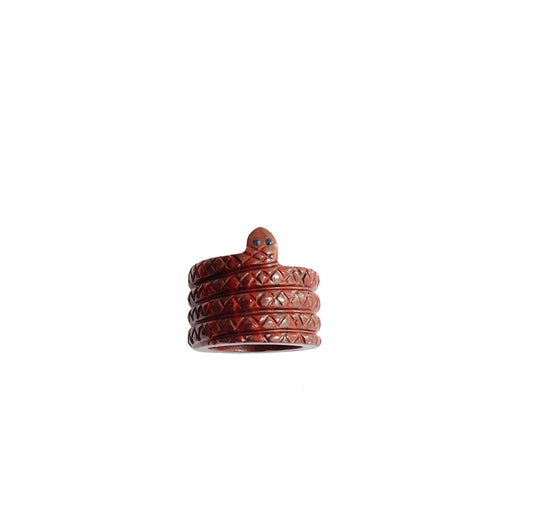 Jasper Snake Carving Ring with Sapphire Eyes
