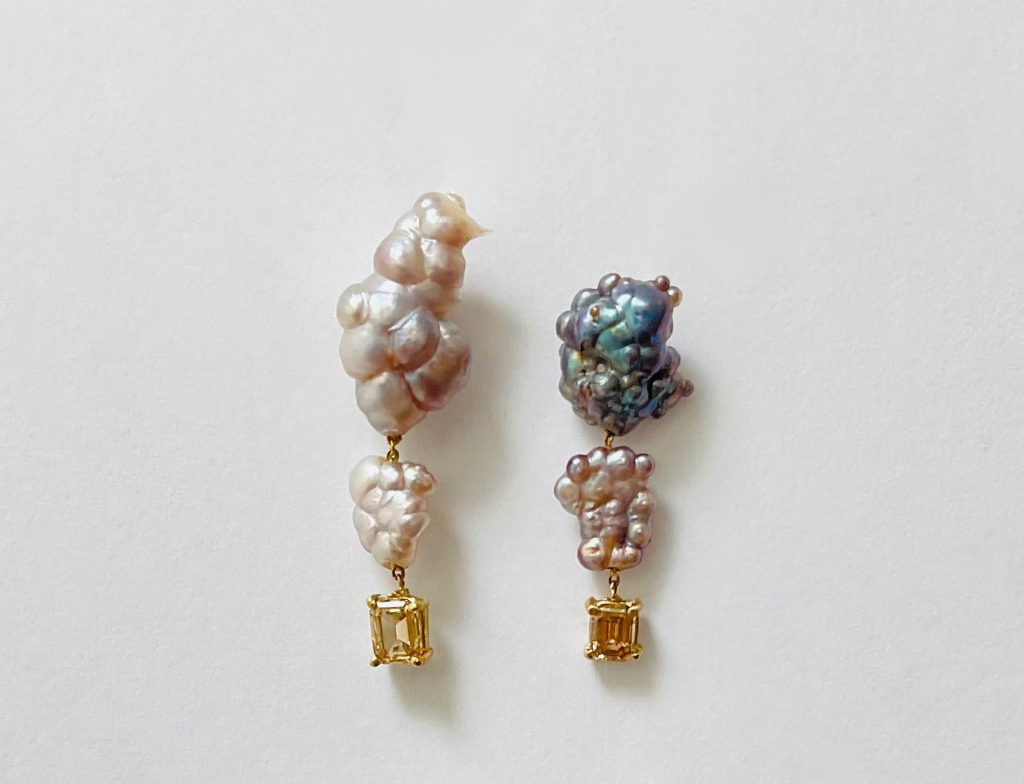 Natural Oyster Pearl Earrings with Diamonds
