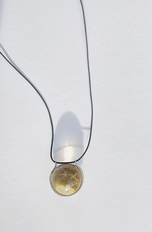 Rutilated Quartz Healing Sphere with Diamonds