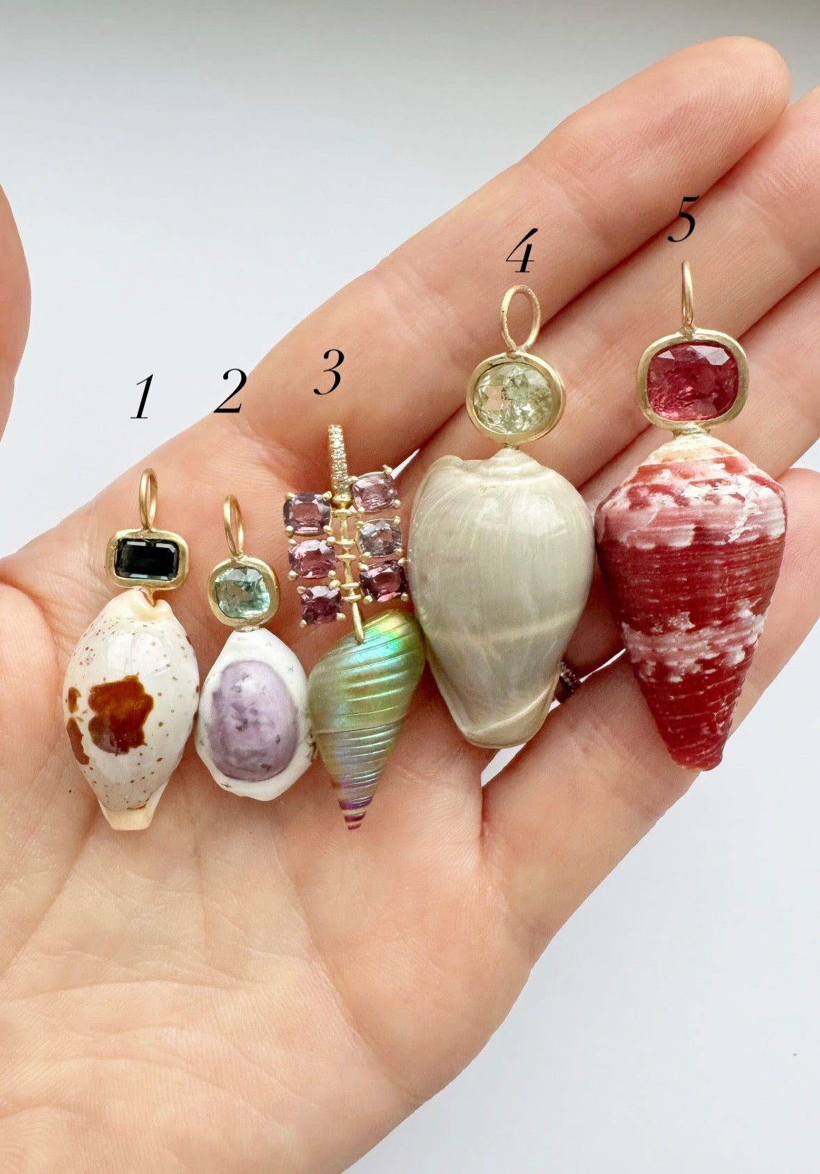 Shell Pendant with Tourmaline