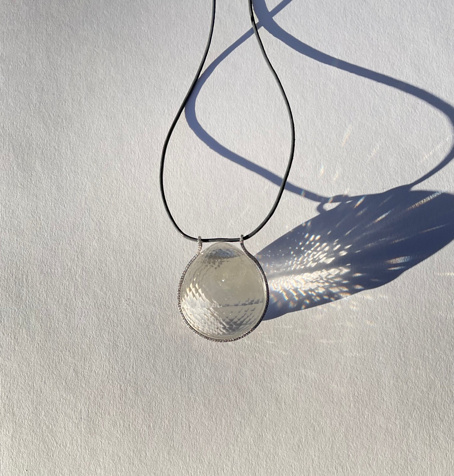 Faceted Quartz Healing Egg with Diamonds