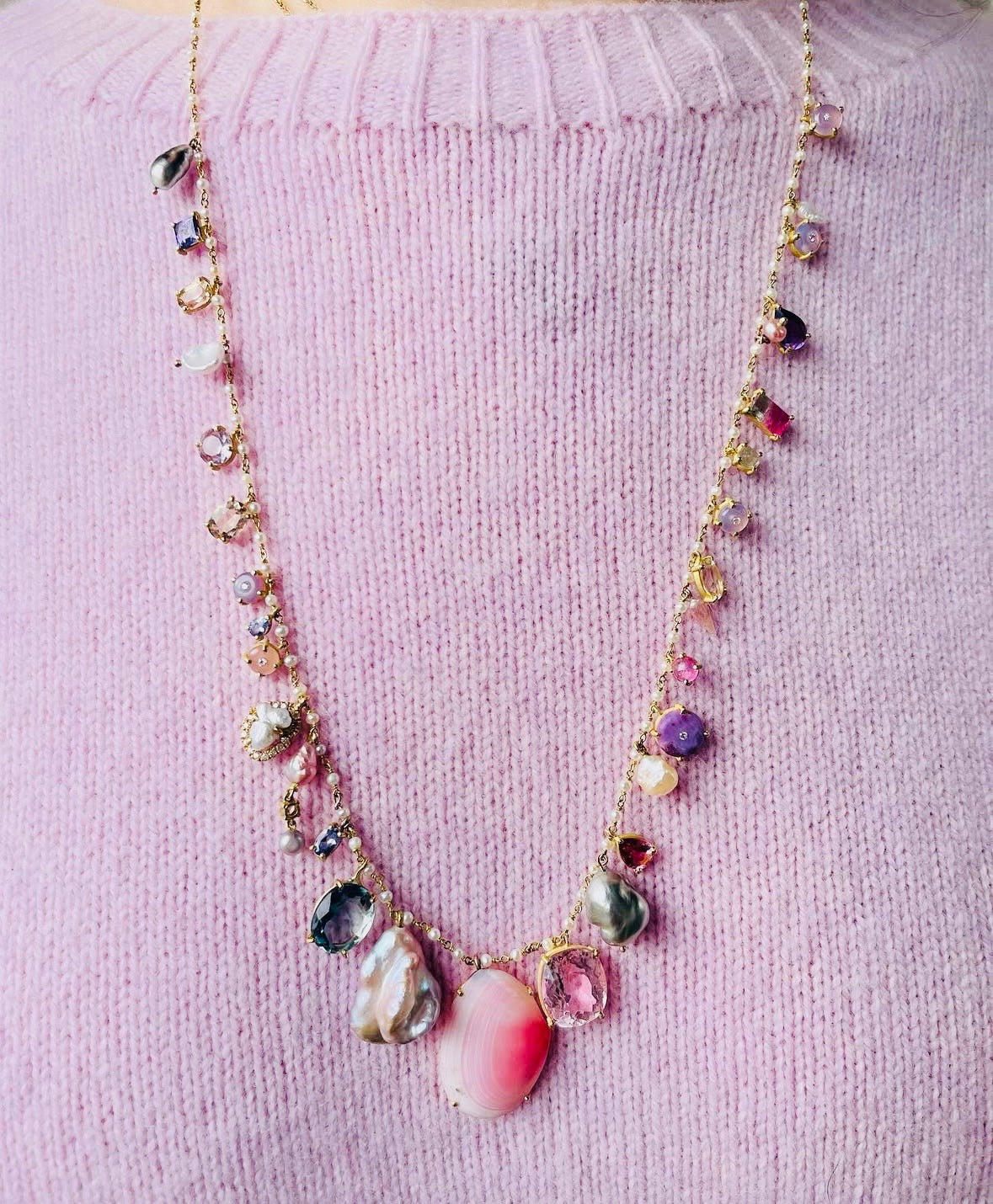 Pearl Chain with Multi Gems and Pearls