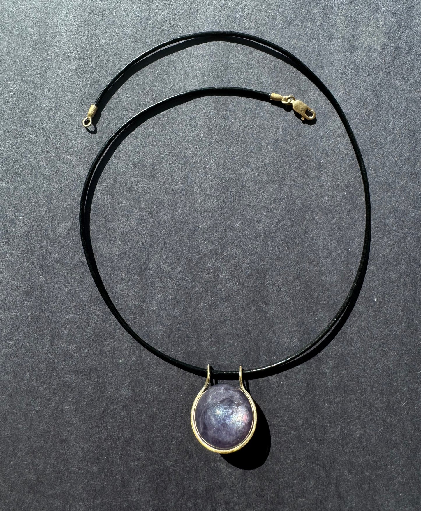 Lepidolite Healing Sphere on Leather Cord.