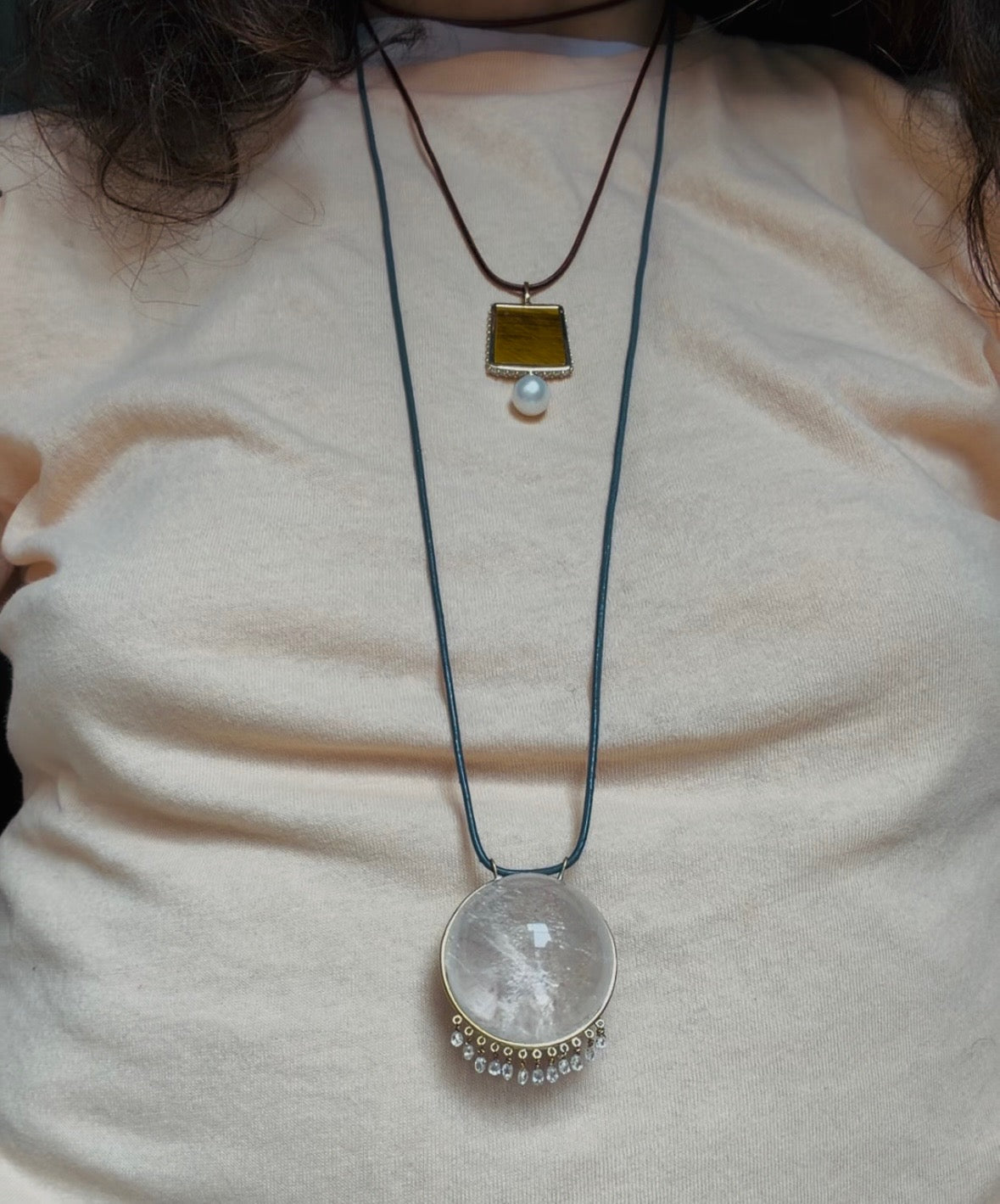 Marisa Klass X Leandra Medine Cohen Quartz Healing Sphere with Diamond Fringe