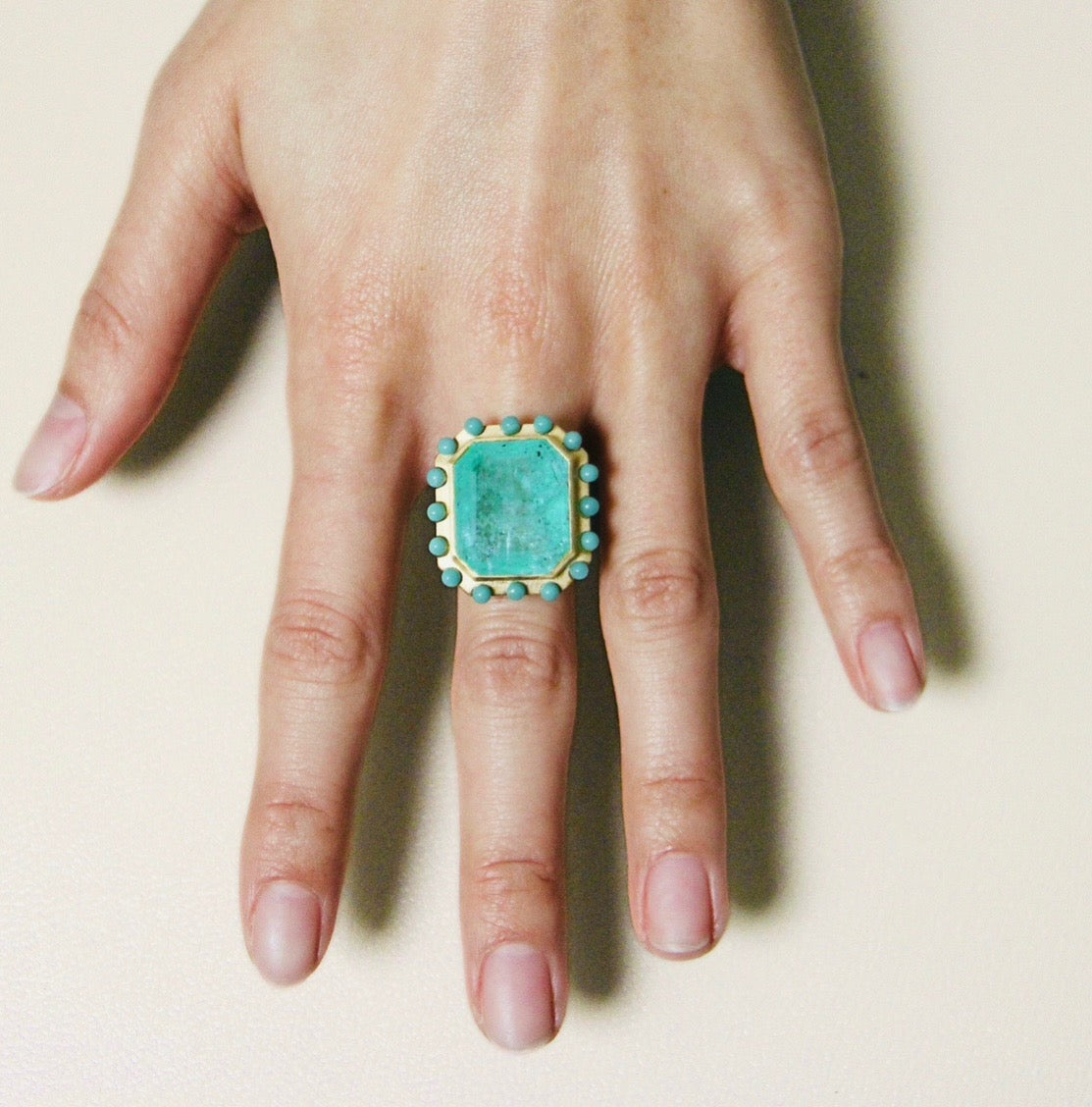 Emerald and Turquoise Ring