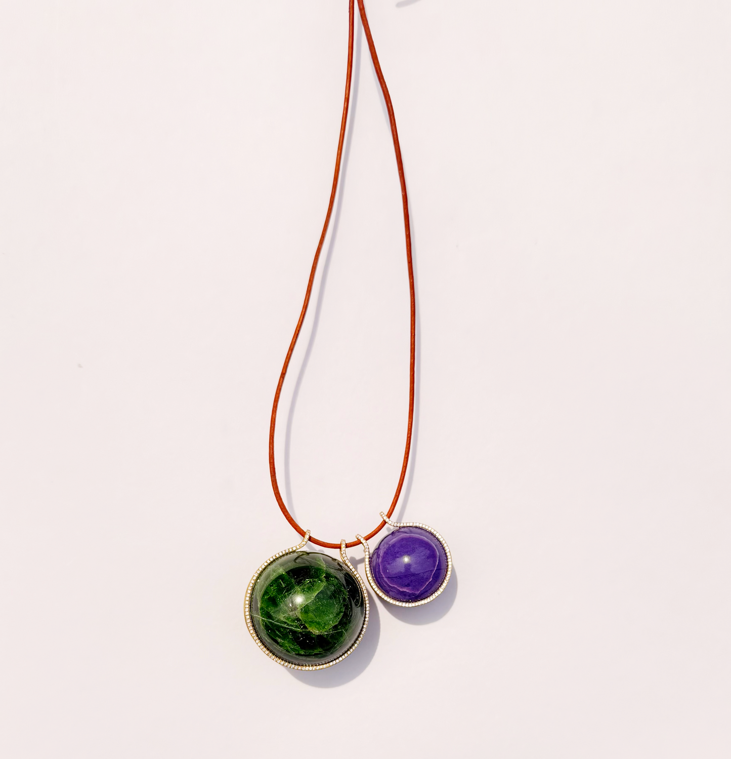 Double Diamond Healing Sphere, Chrome Diopside and Charoite
