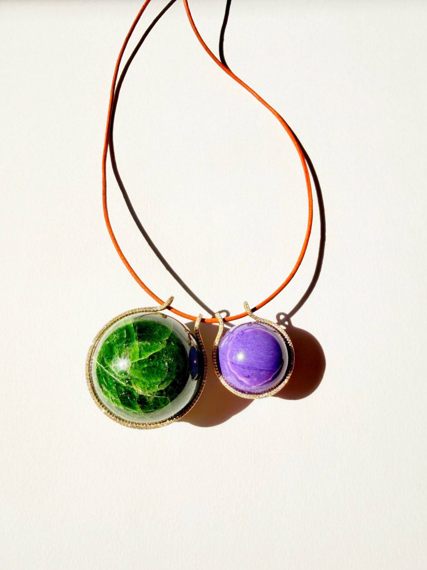 Double Diamond Healing Sphere, Chrome Diopside and Charoite