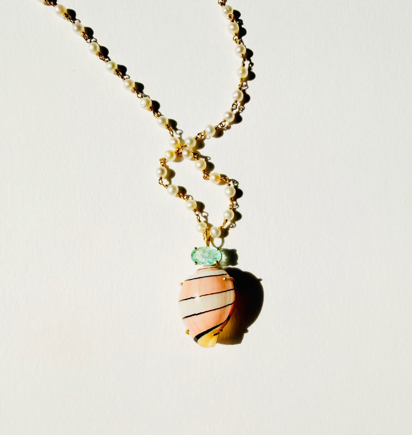 Shell Pendant with Paraiba