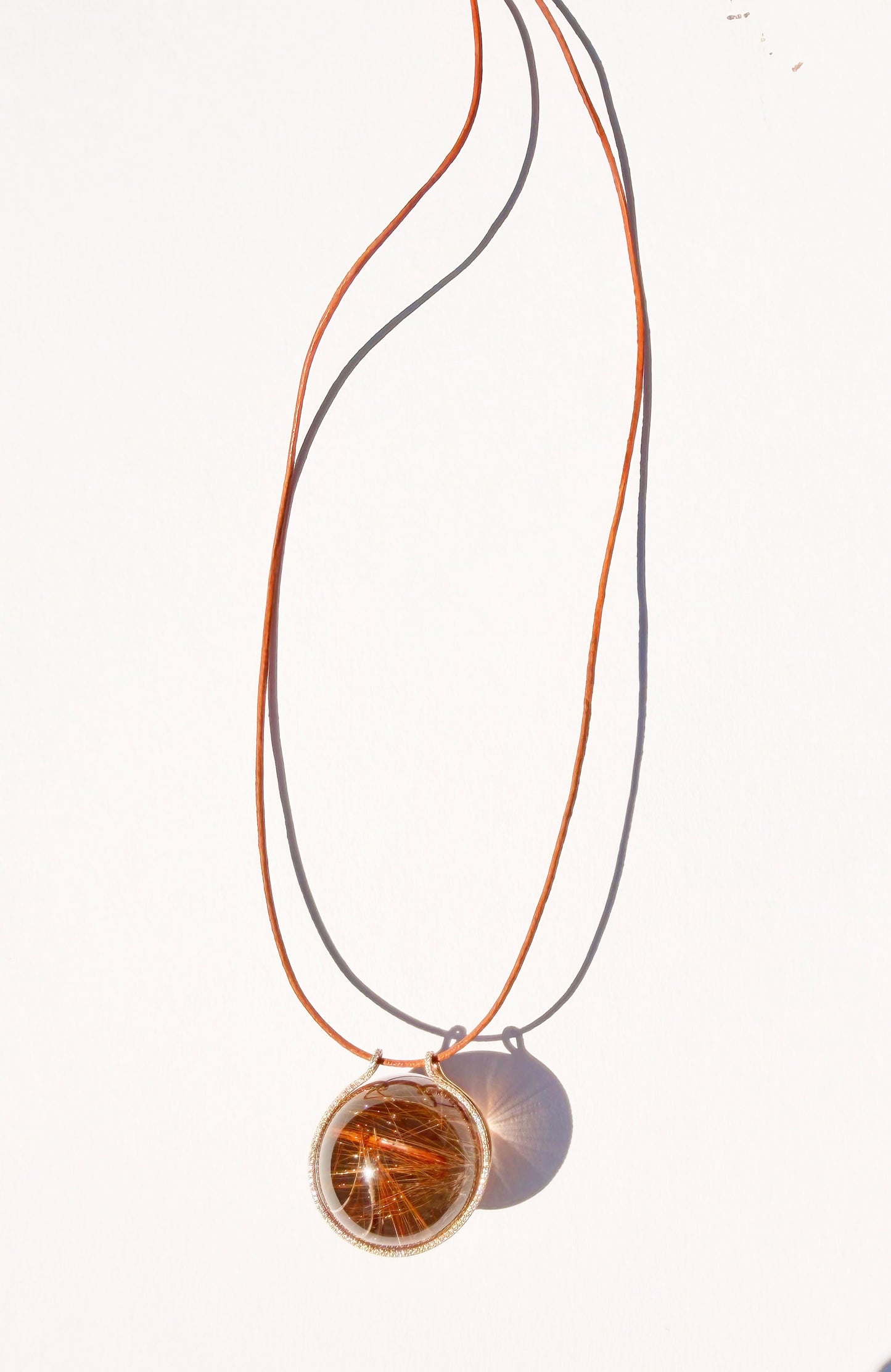 Rutilated Quartz Healing Sphere with Diamonds