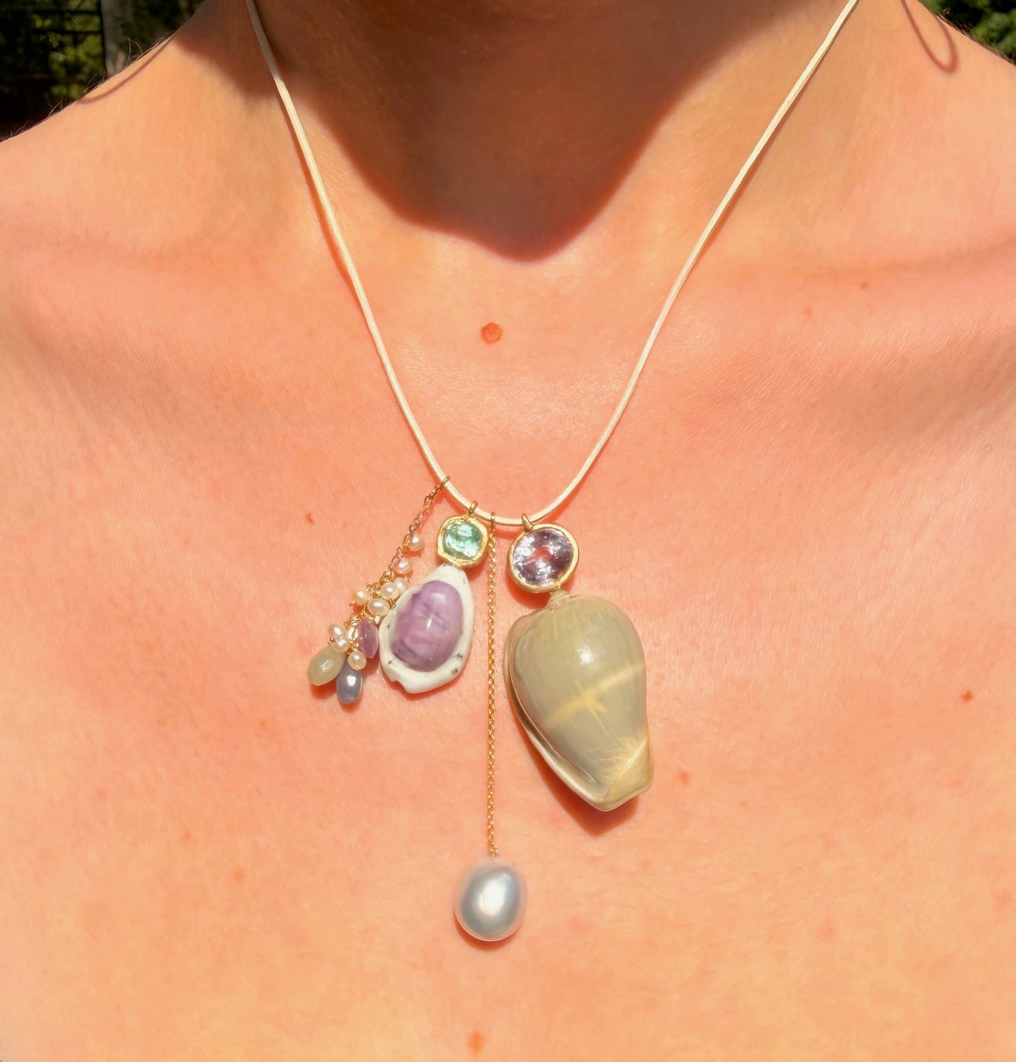 Shell, Gem and Pearl Necklace