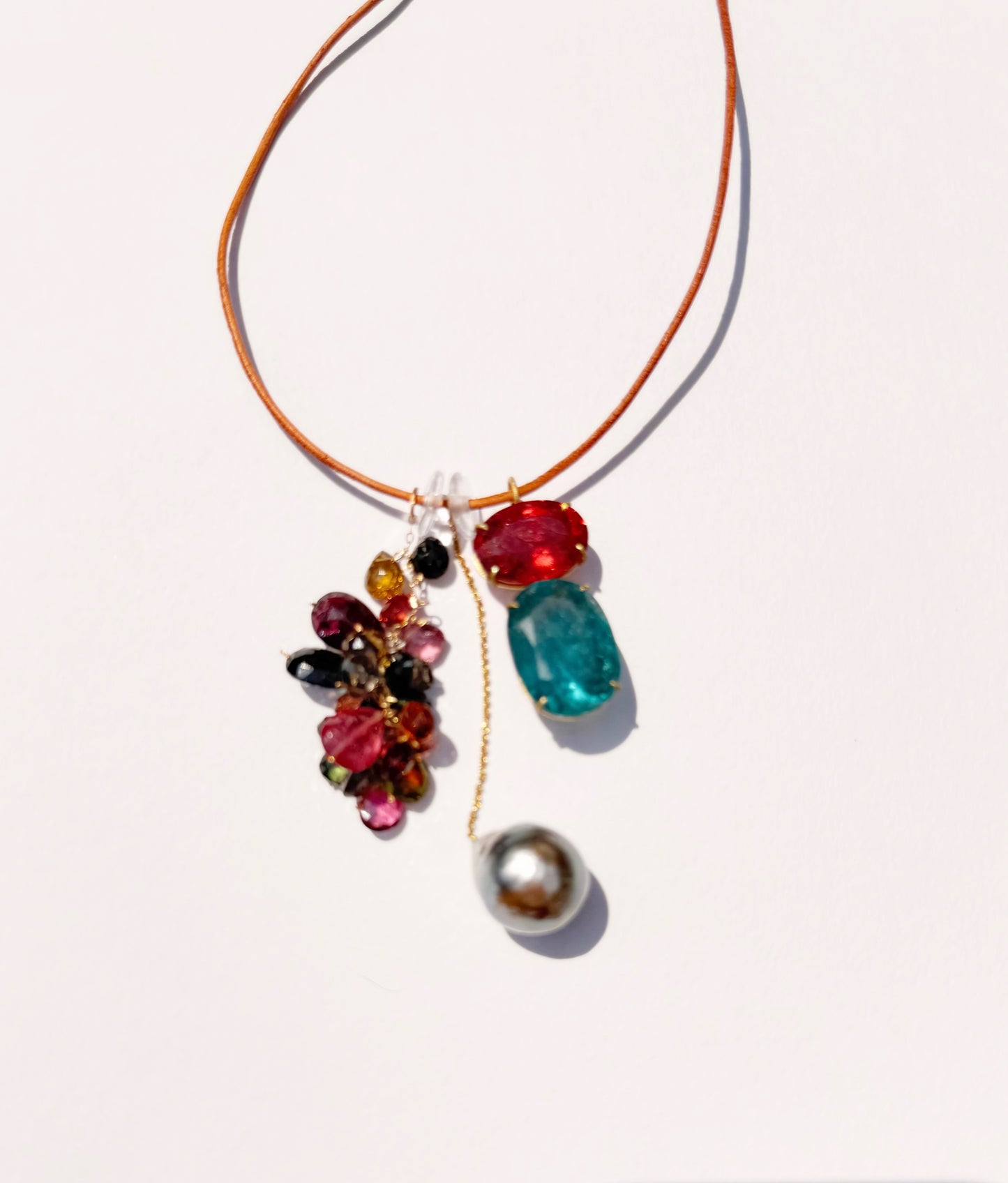 Tourmaline and Tahitian Keshi Pearl Necklace