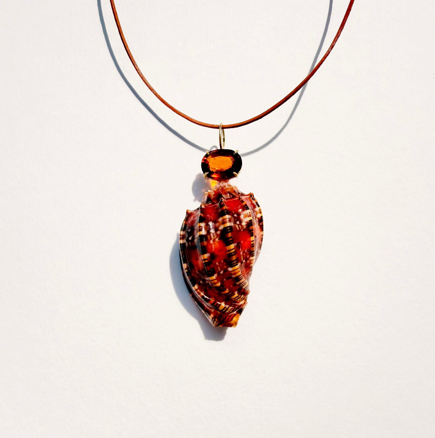 Shell Pendant with Madeira Citrine