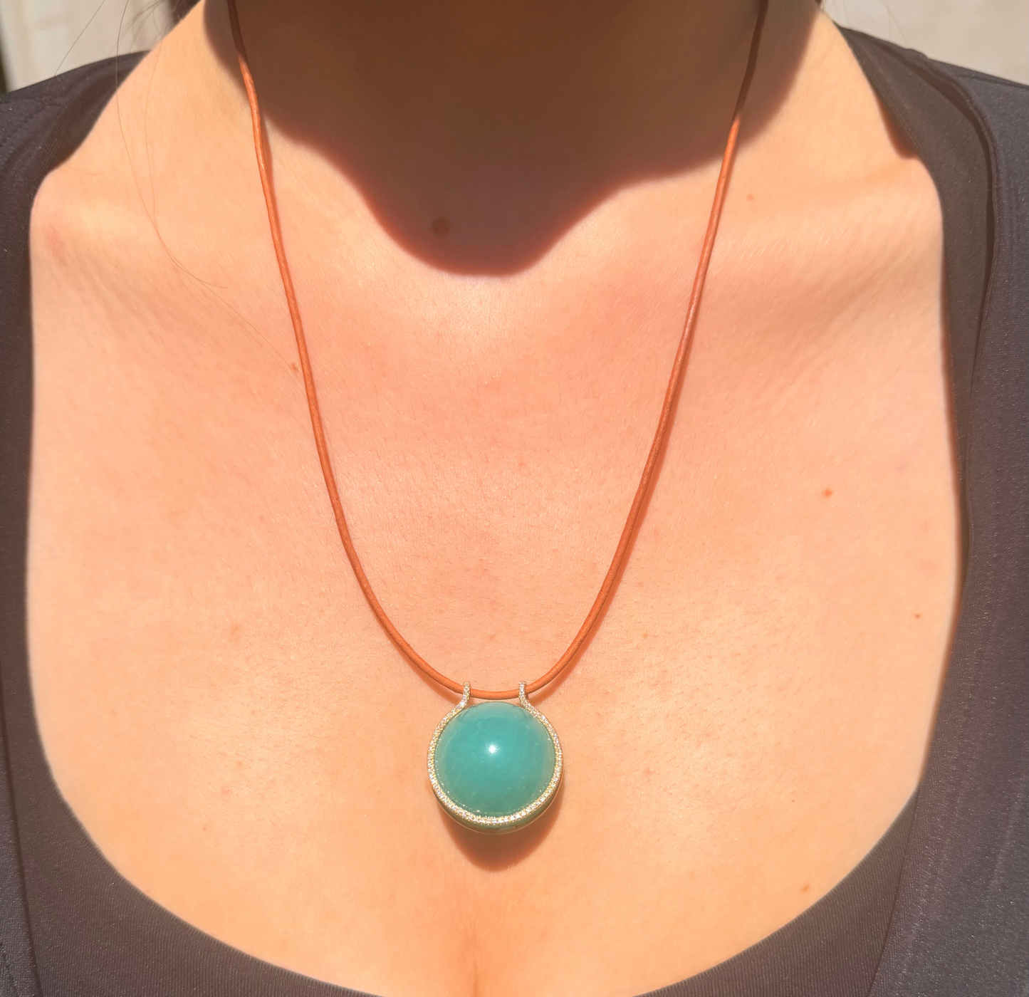 Amazonite Healing Sphere with Diamonds