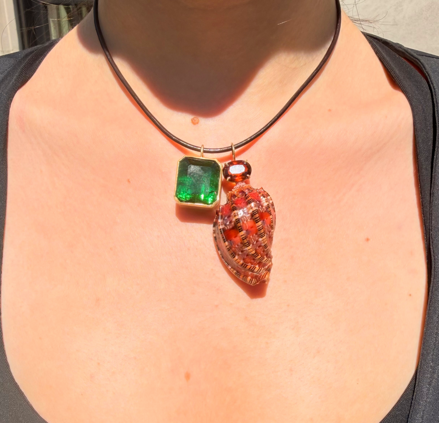 Shell Pendant with Madeira Citrine