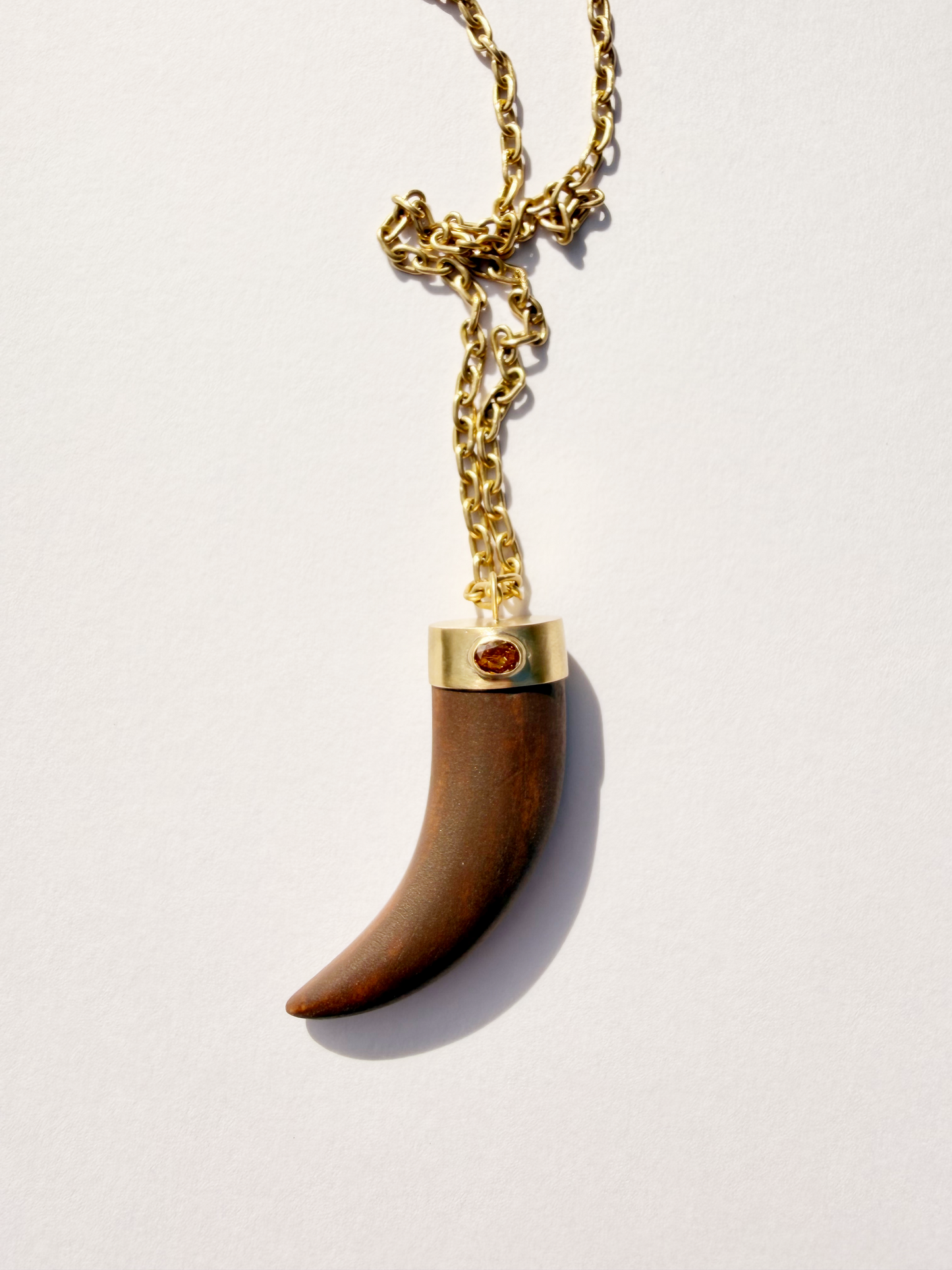 Wood Horn Carving Pendant with Diamond