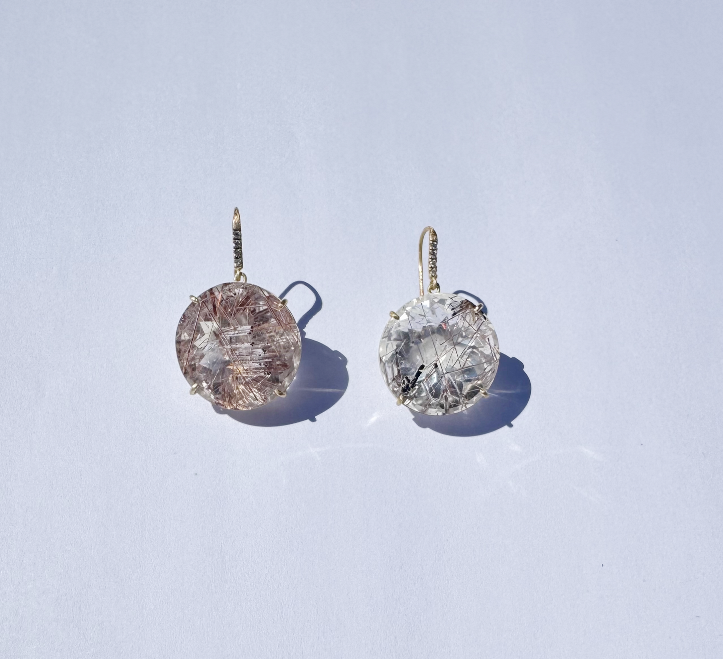 Rutilated Quartz and Diamond Earrings