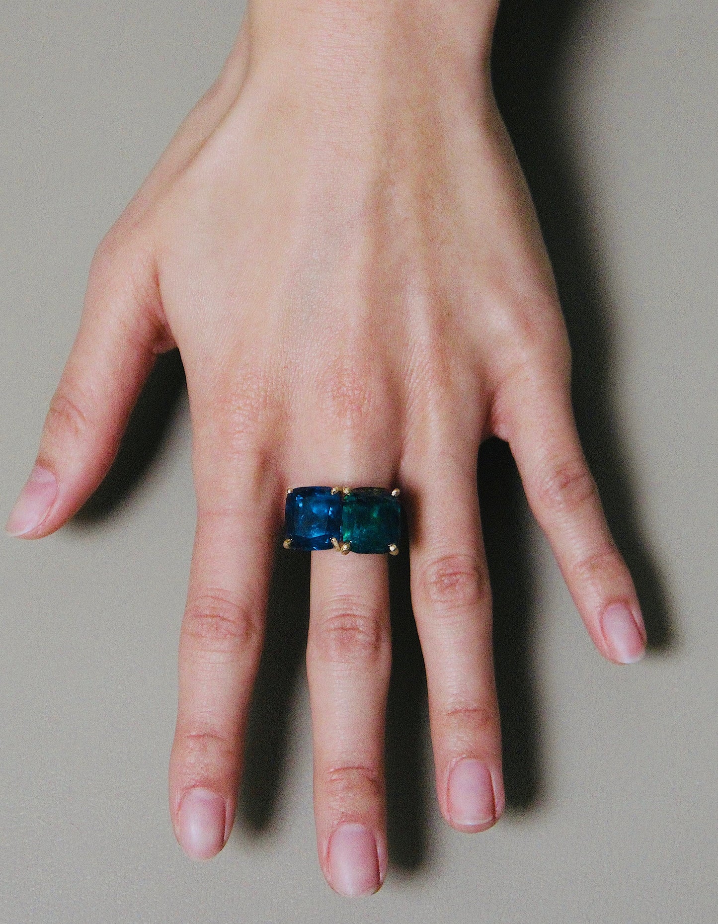Green and Blue Tourmaline Ring